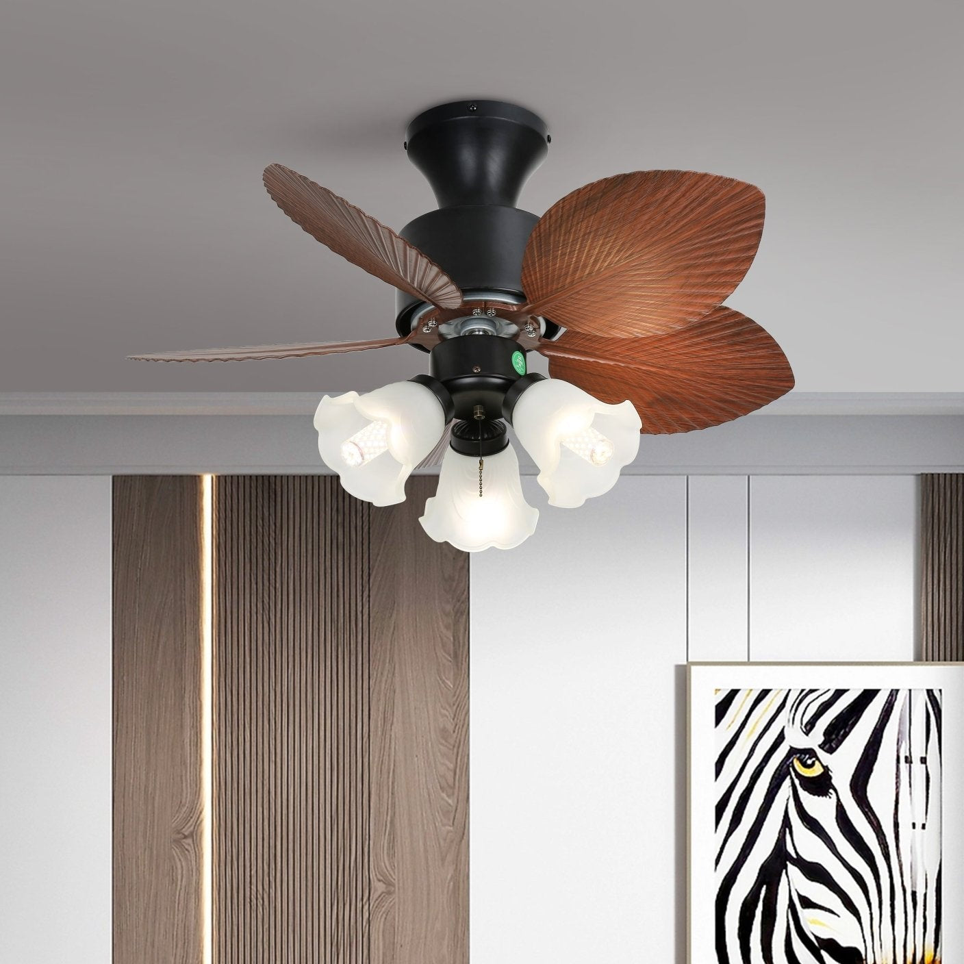 Florence Vintage Wood Ceiling Fan Light - Letslighting