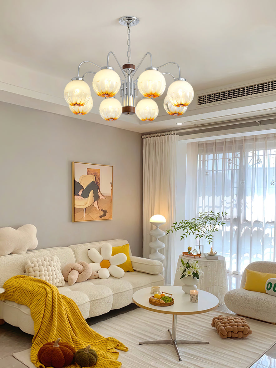 Ulliria Nordic Art Flower Walnut Glass Chandelier - Letslighting