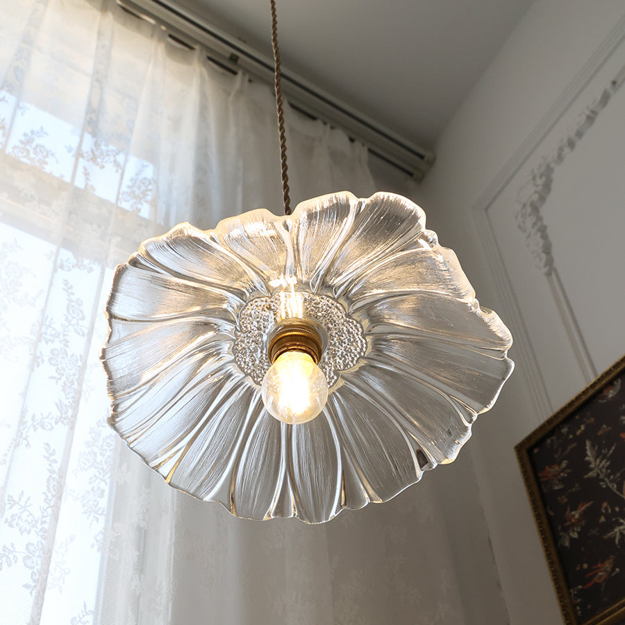 Aria Flower Glass Hanging Pendant Light Hardwire / Plug