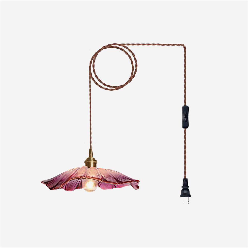 Aria Flower Glass Hanging Pendant Light Hardwire / Plug