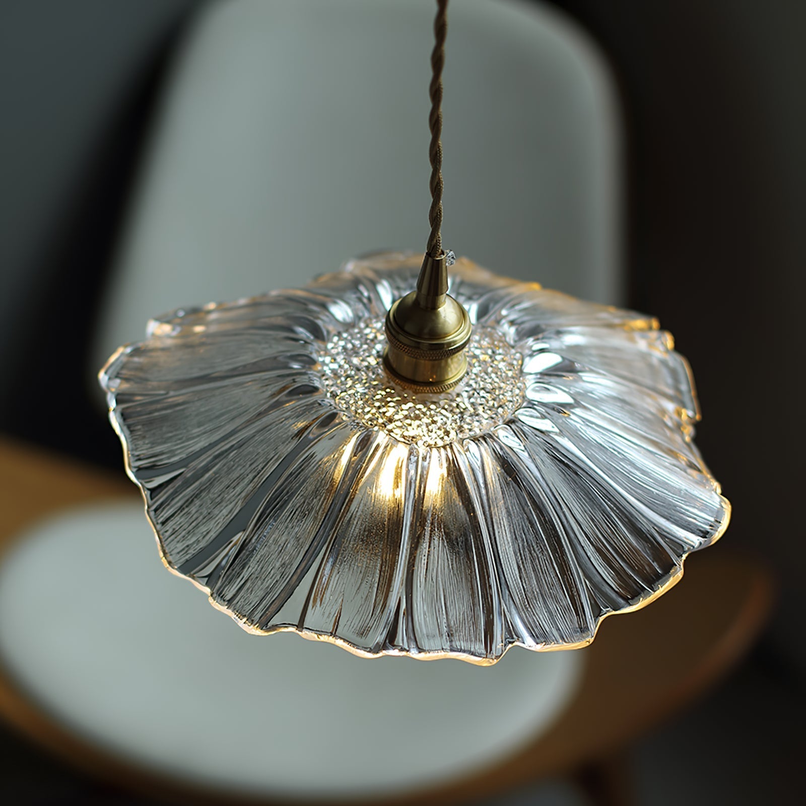 Aria Flower Glass Hanging Pendant Light Hardwire / Plug