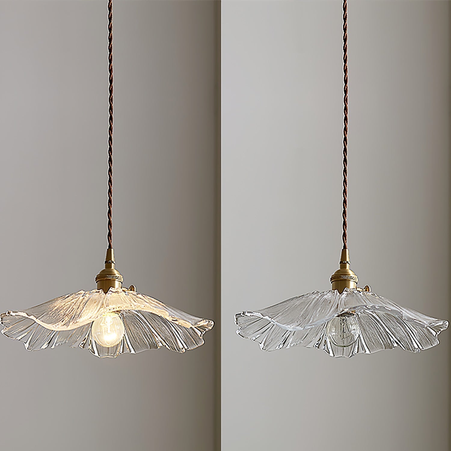 Aria Flower Glass Hanging Pendant Light Hardwire / Plug