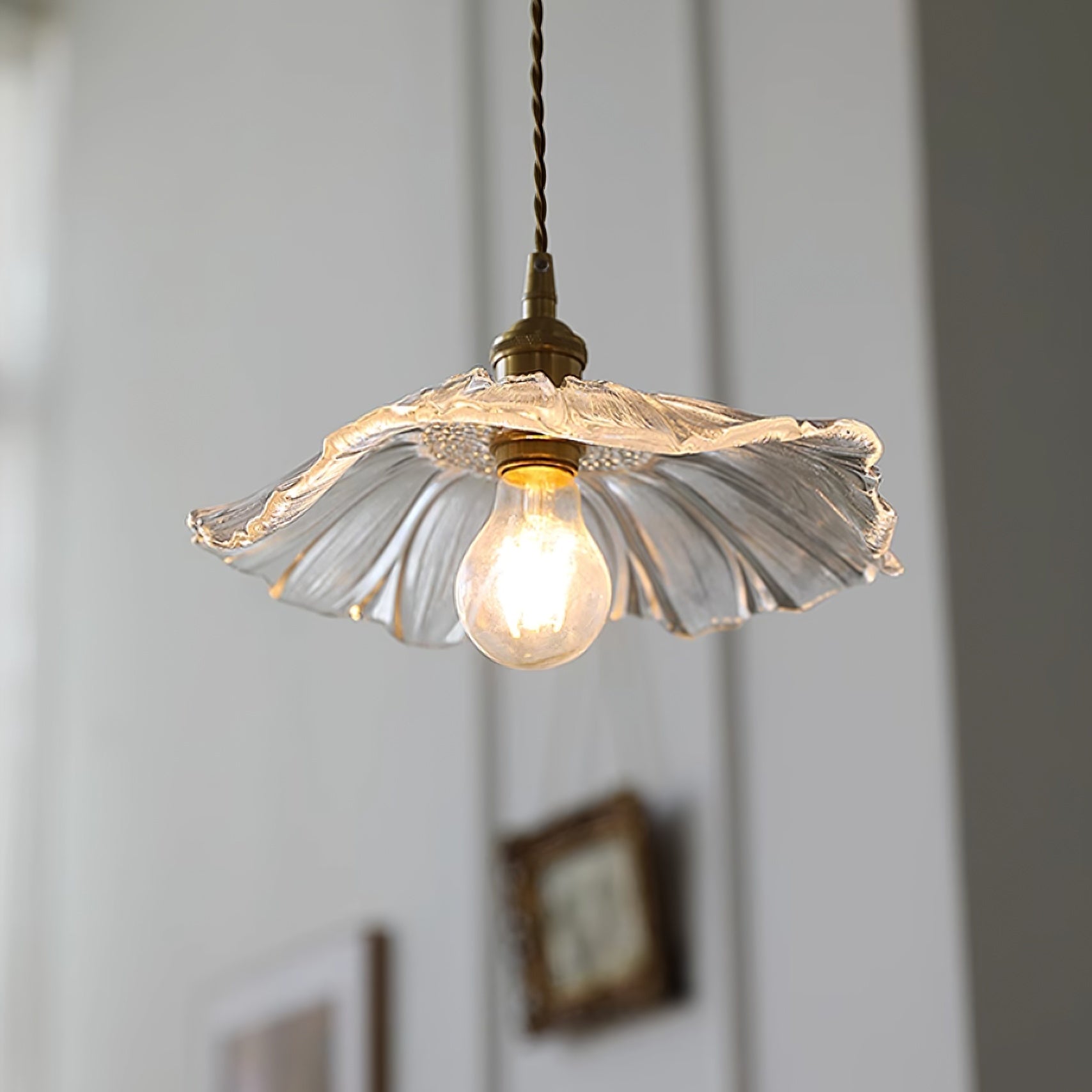 Aria Flower Glass Hanging Pendant Light Hardwire / Plug