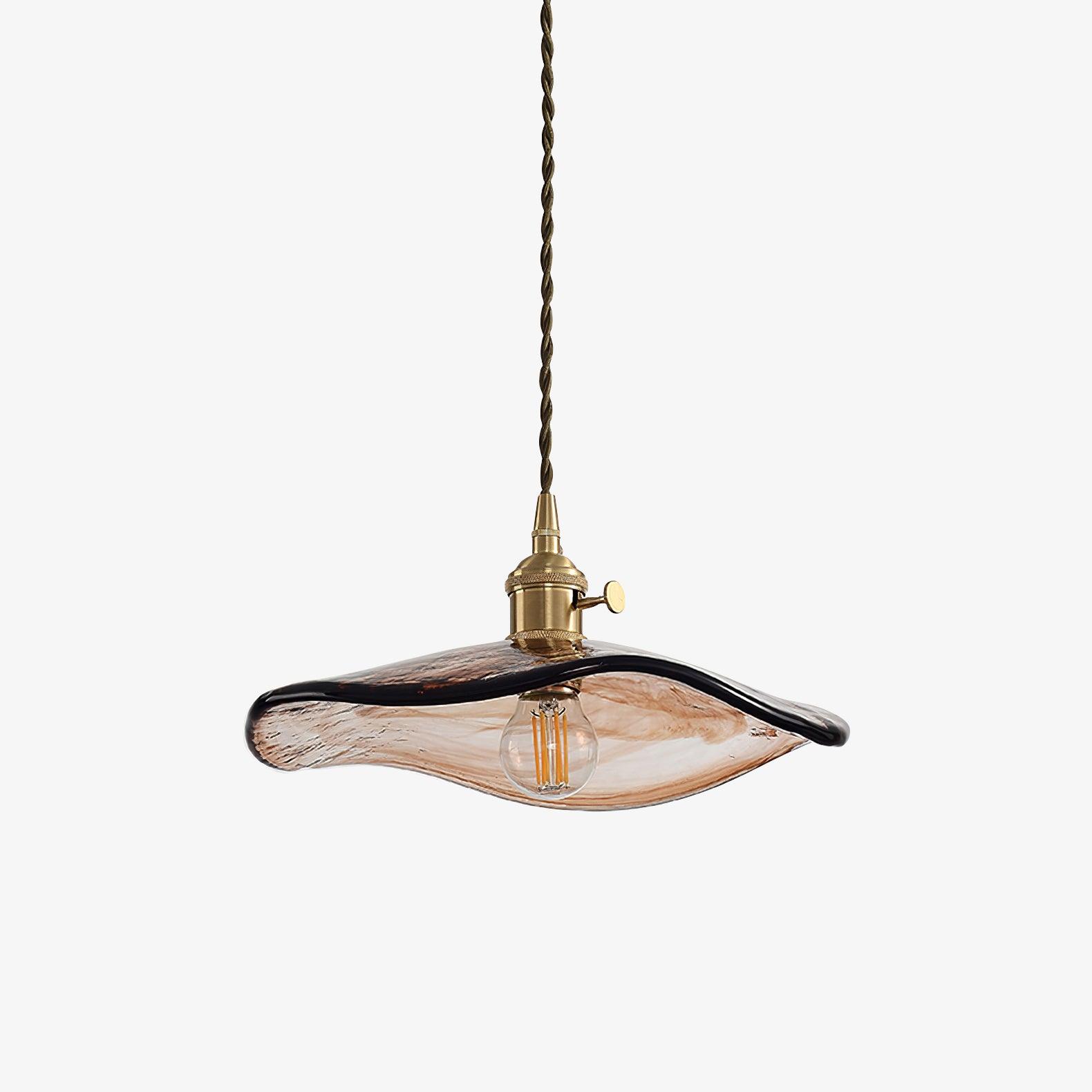 Utalira Art Flower Petal Swag Brass Glass Pendant Light - Letslighting