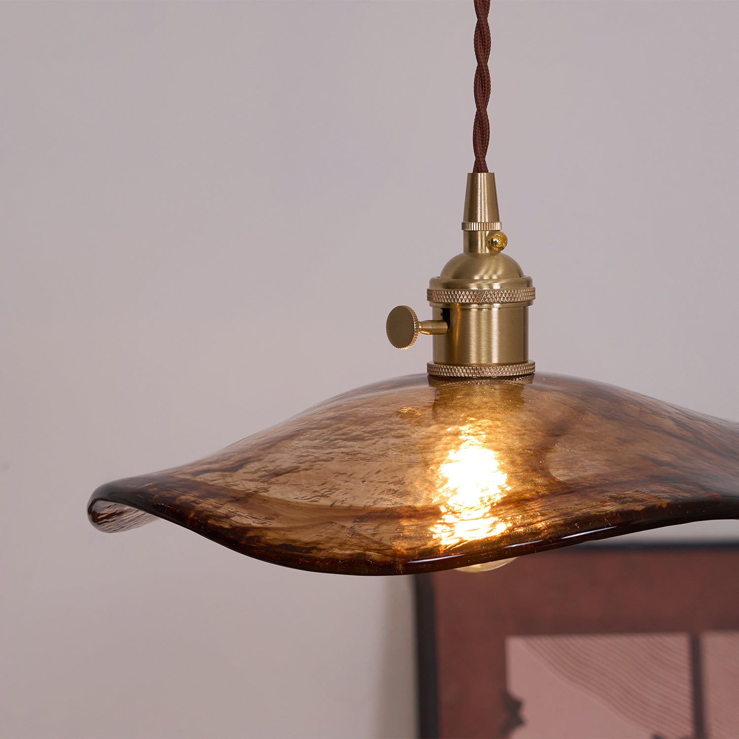 Utalira Art Flower Petal Swag Brass Glass Pendant Light - Letslighting