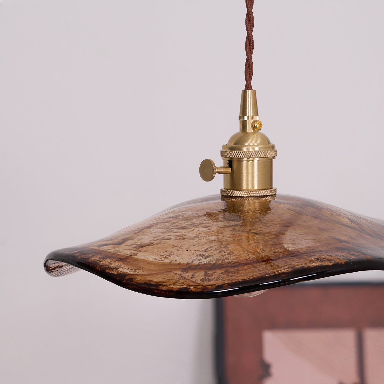 Utalira Art Flower Petal Swag Brass Glass Pendant Light - Letslighting