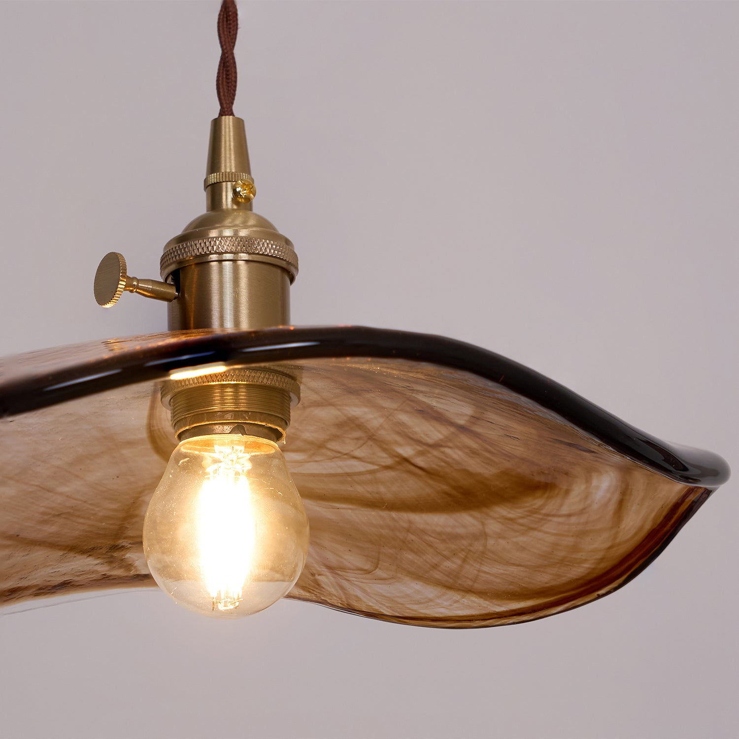 Utalira Art Flower Petal Swag Brass Glass Pendant Light - Letslighting