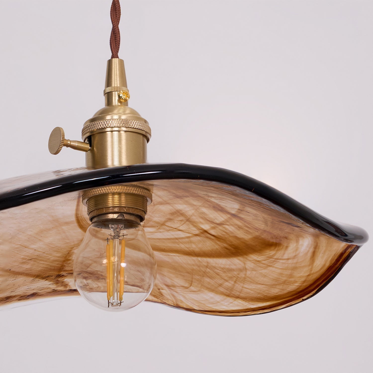 Utalira Art Flower Petal Swag Brass Glass Pendant Light - Letslighting