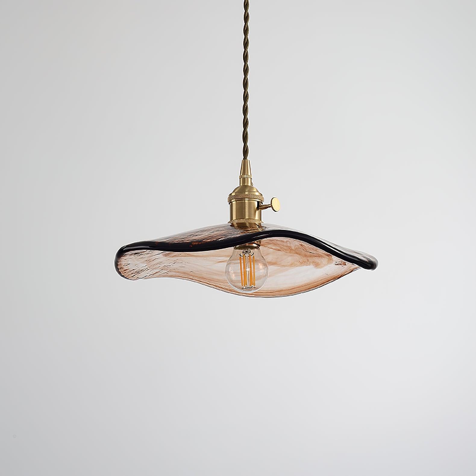 Utalira Art Flower Petal Swag Brass Glass Pendant Light - Letslighting