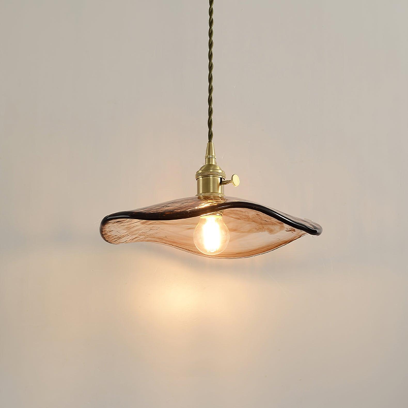 Utalira Art Flower Petal Swag Brass Glass Pendant Light - Letslighting