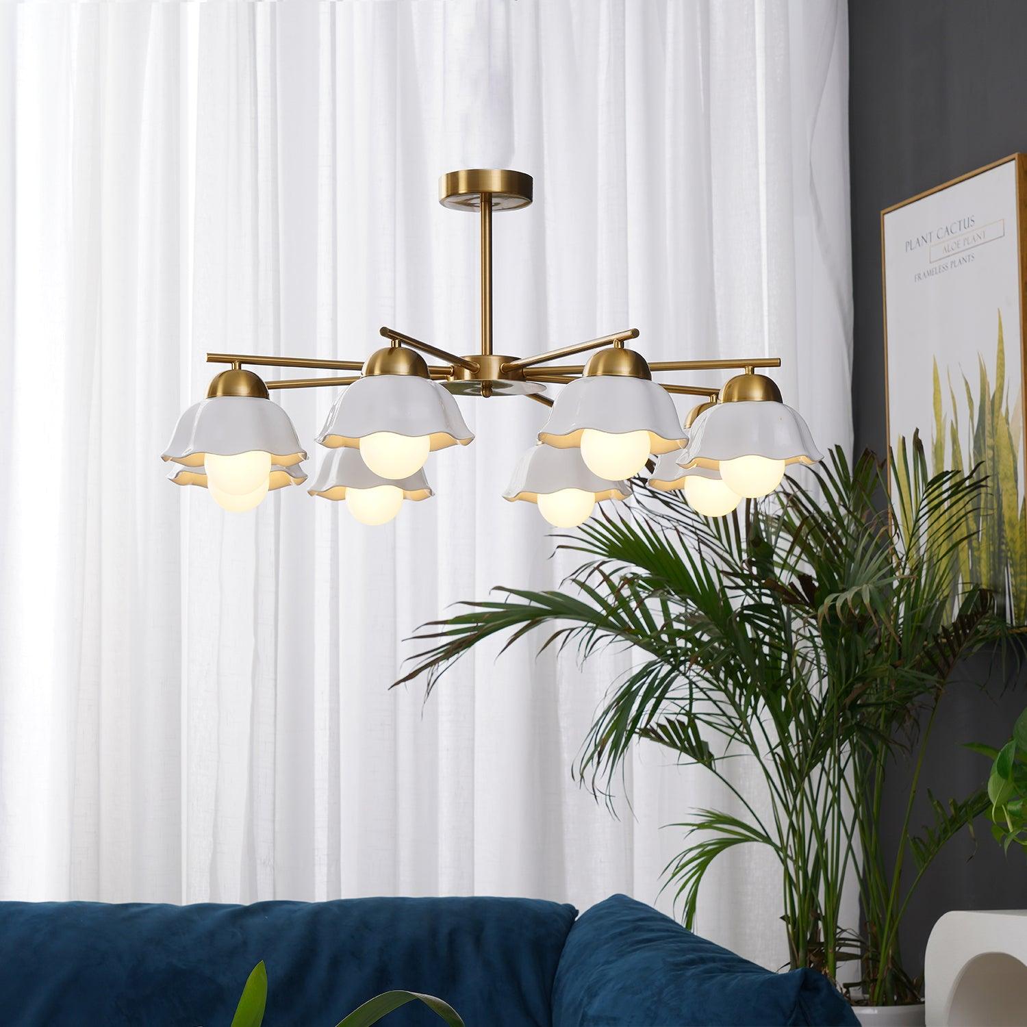 Zasila Nordic Art Flower Shade Ceramics Chandelier - Letslighting