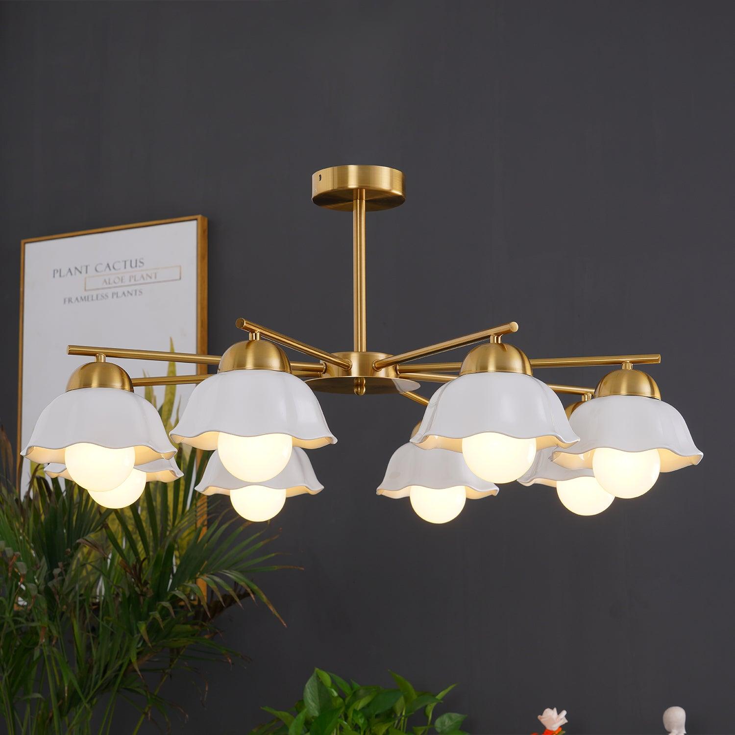 Zasila Nordic Art Flower Shade Ceramics Chandelier - Letslighting