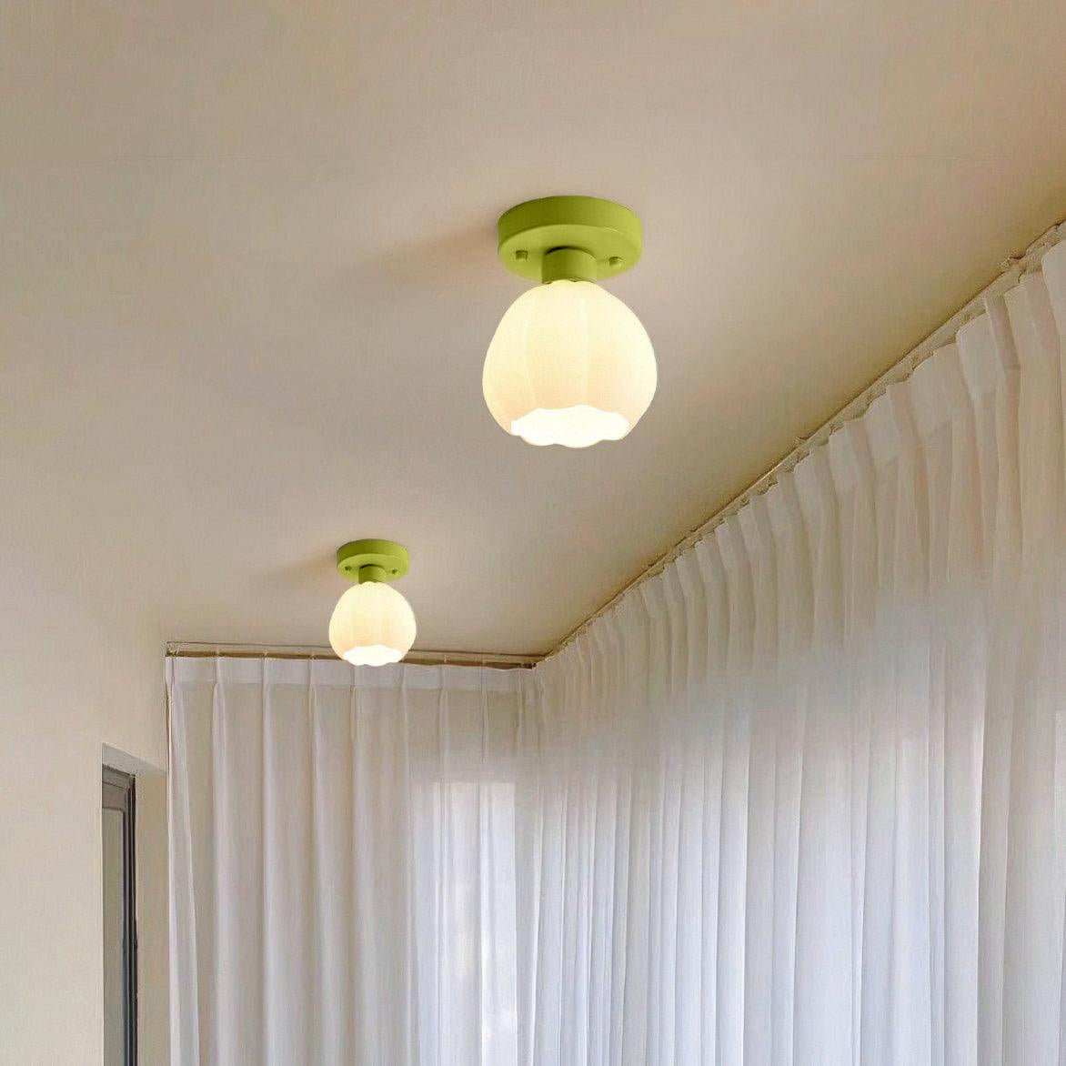 Zevinora Flower Shaded Glass Semi Flushmount Light - Letslighting