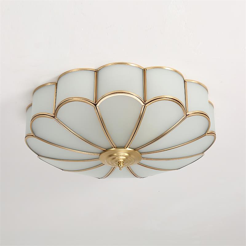Viraean Modern Minimalist Flower Shape Brass Glass Ceiling Lamp - Letslighting