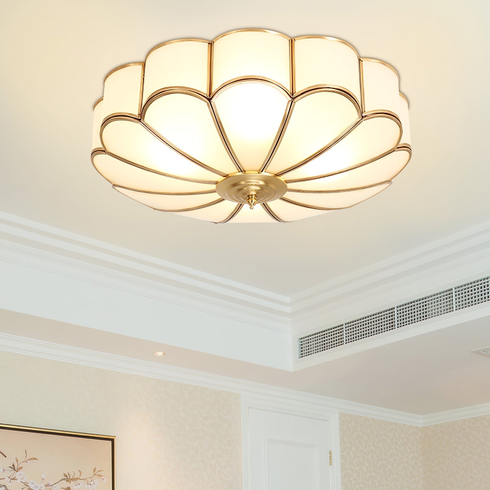 Viraean Modern Minimalist Flower Shape Brass Glass Ceiling Lamp - Letslighting