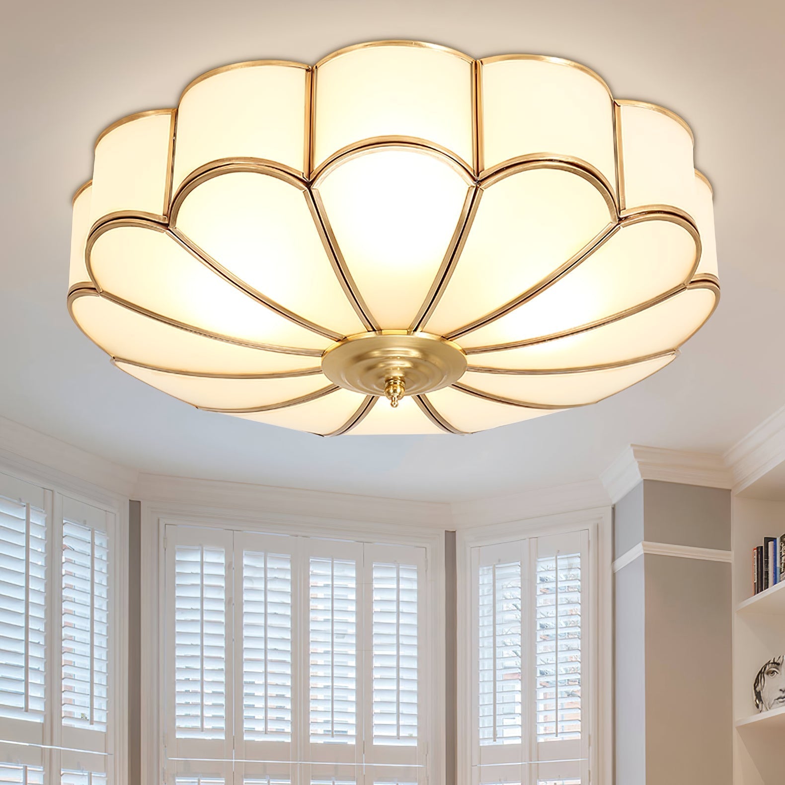 Viraean Modern Minimalist Flower Shape Brass Glass Ceiling Lamp - Letslighting