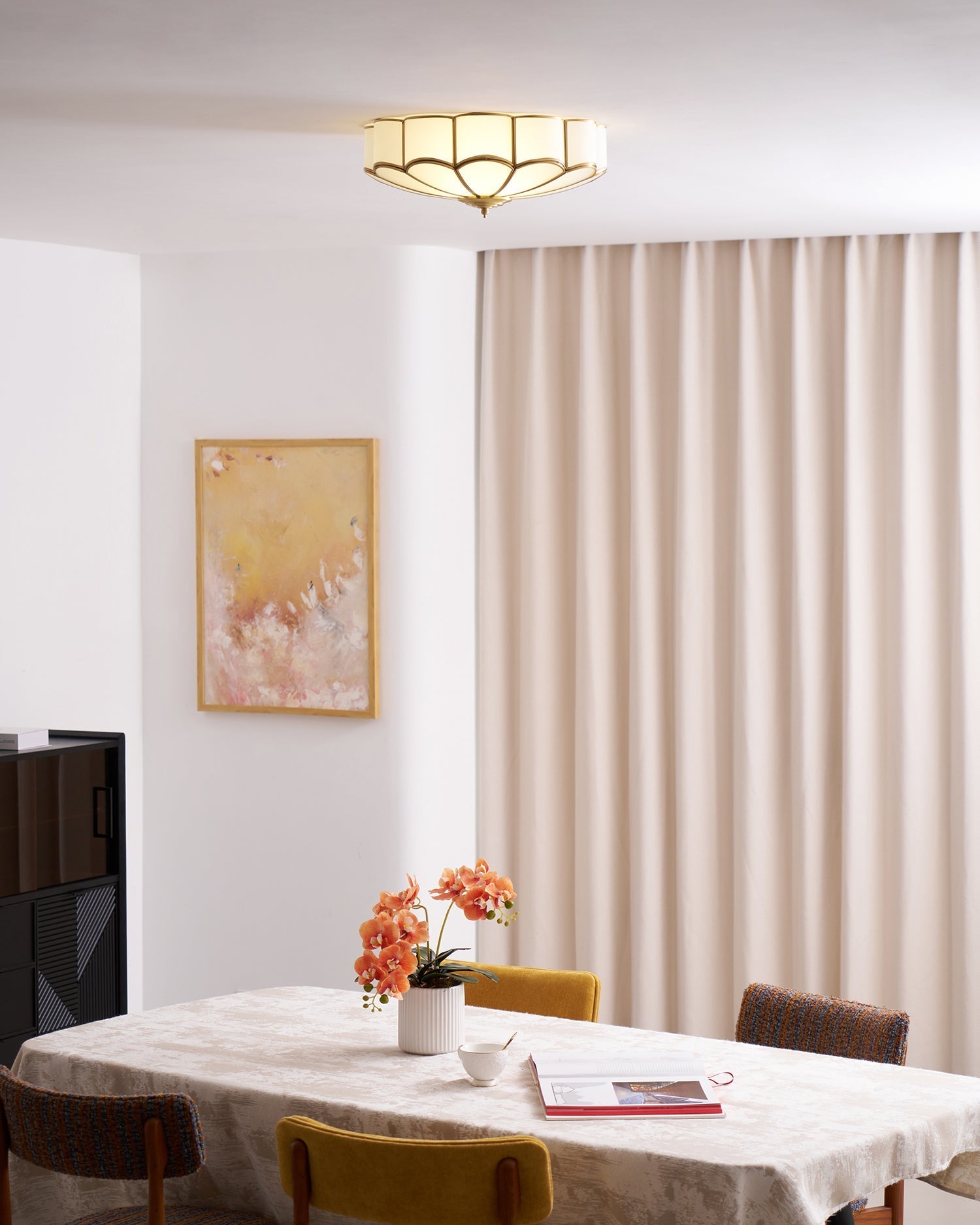 Lustra Ceiling Light Flower Shape Glass Brass - Letslighting