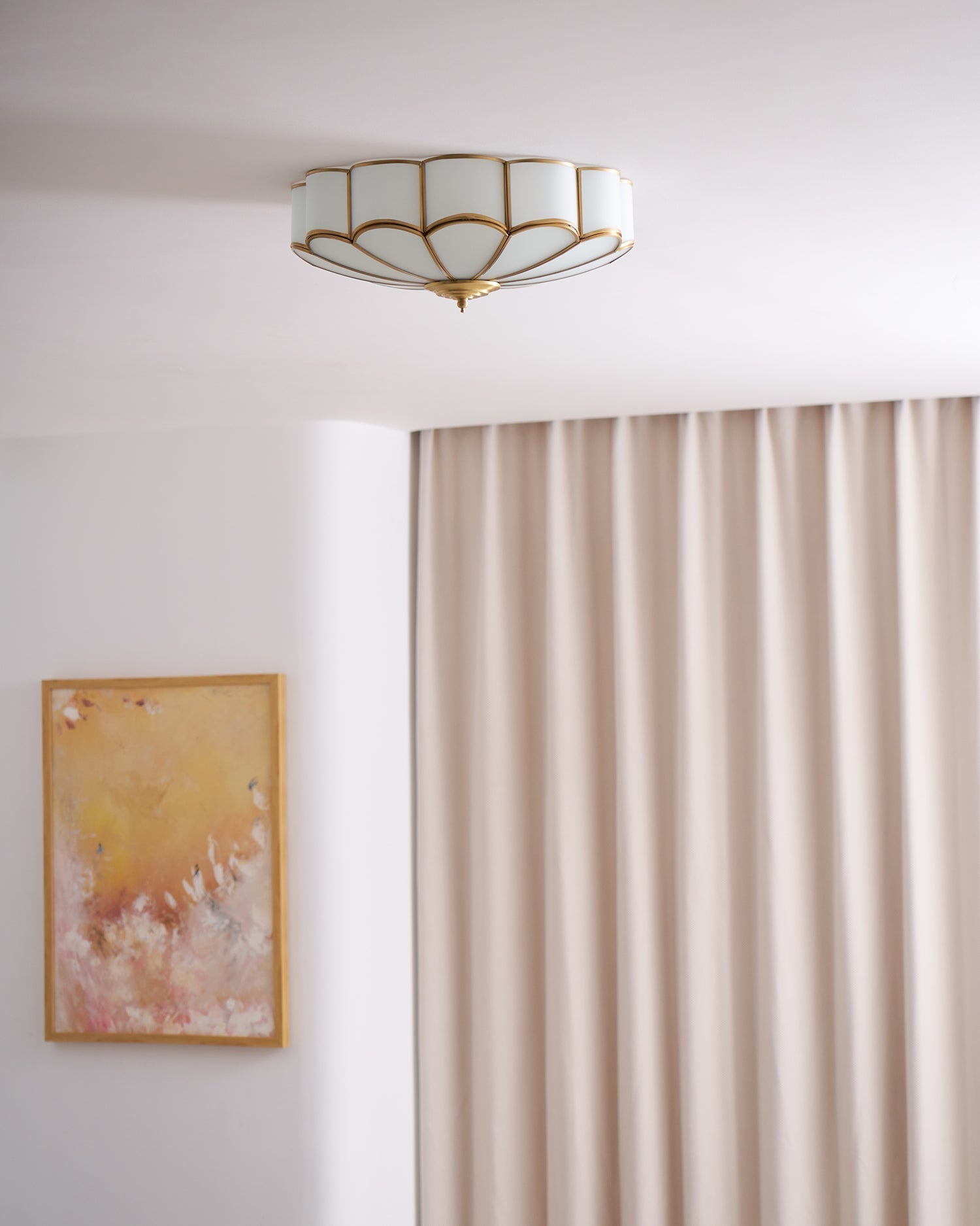 Lustra Ceiling Light Flower Shape Glass Brass - Letslighting