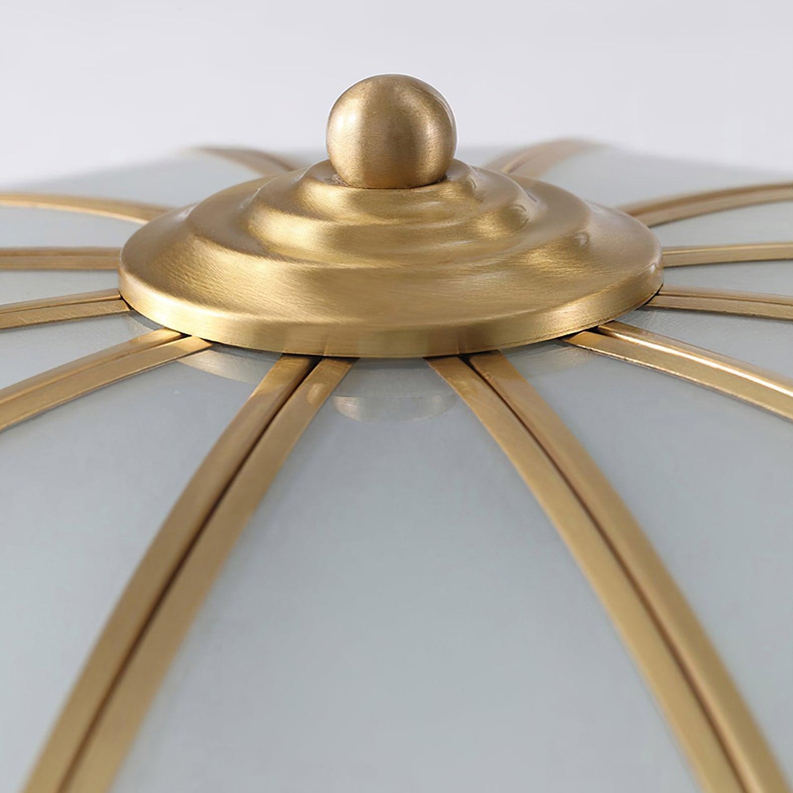 Tiffany Ceiling Light Flower Shape Frosted Glass Brass