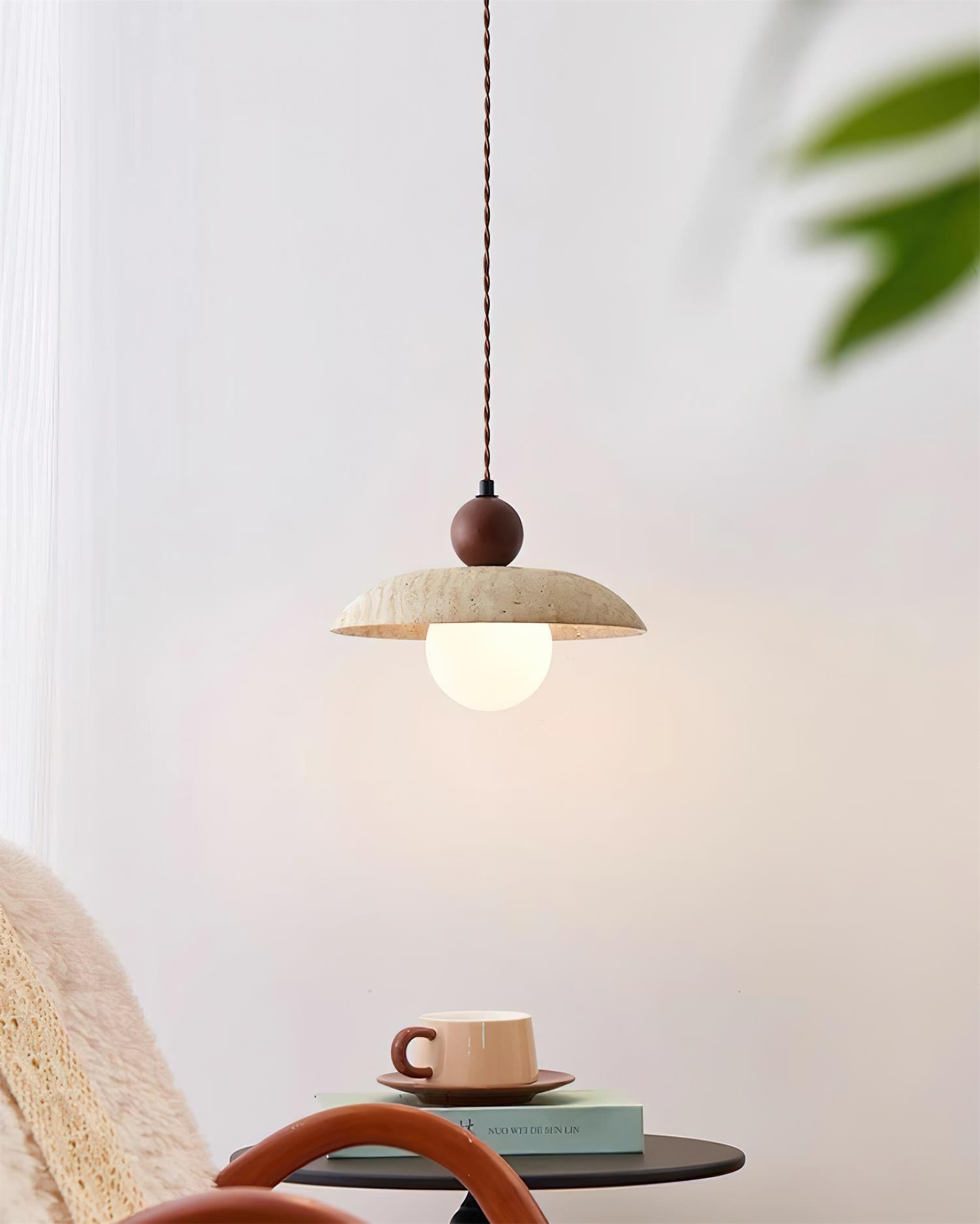 Jojo Pendant Lamp Dome Travertine - Letslighting