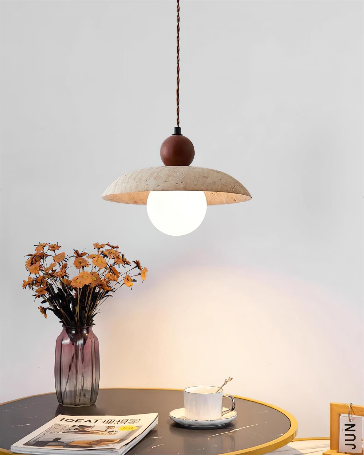 Jojo Pendant Lamp Dome Travertine - Letslighting