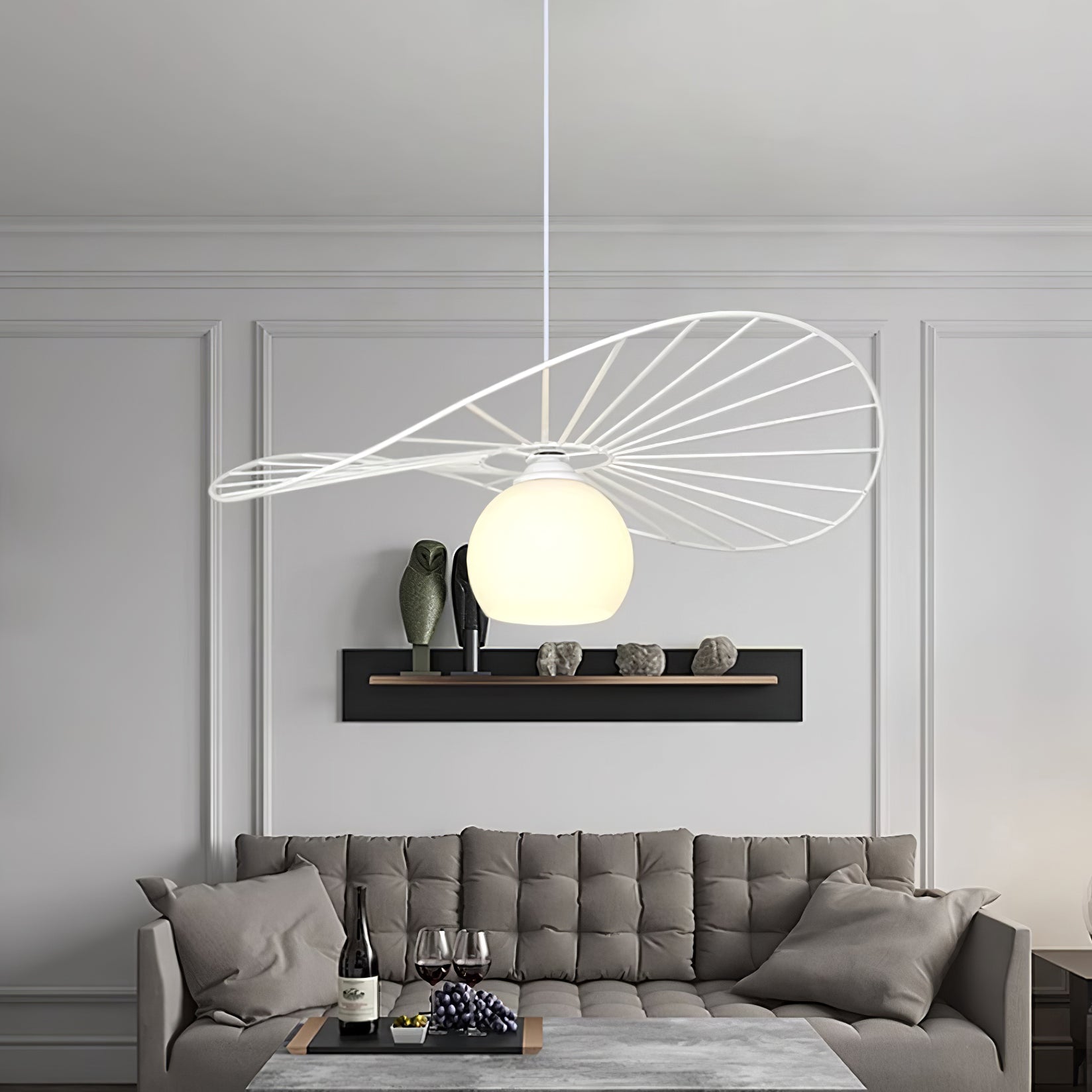 Fluora Hat Pendant Lamp Wire Sculptural - Letslighting
