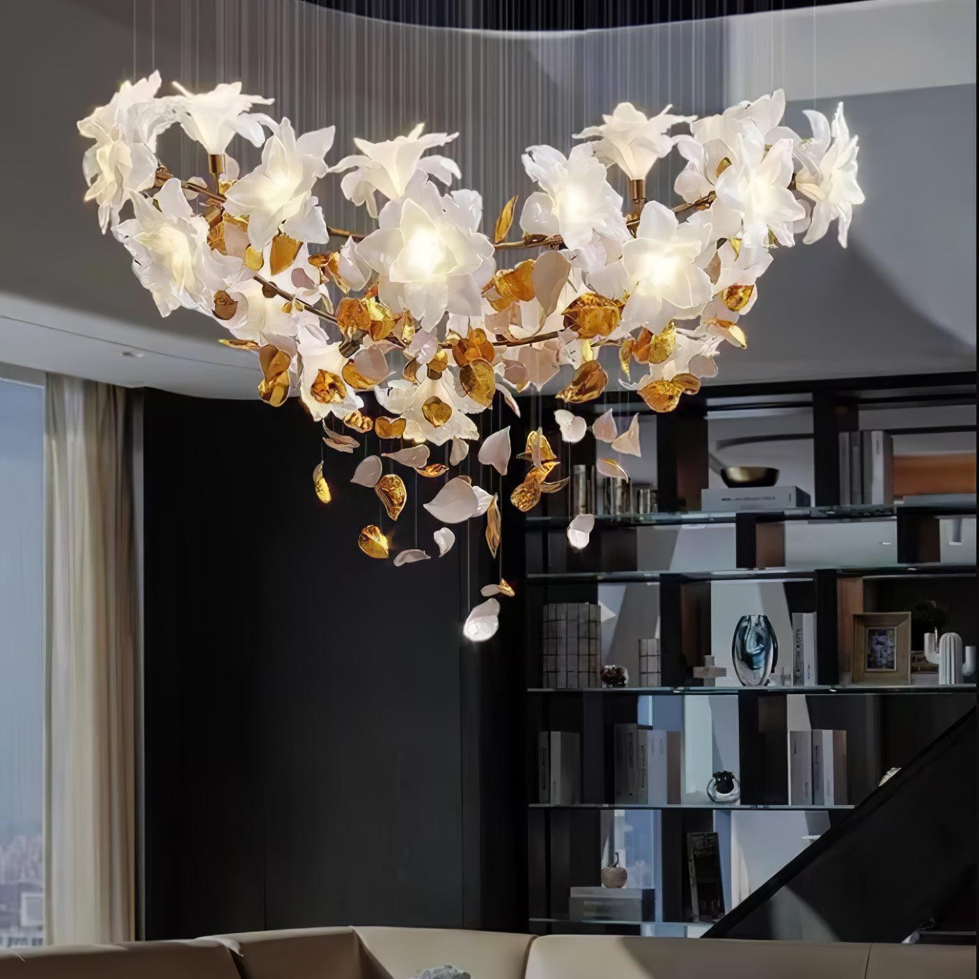 Araeos Flying Flowers Fluttering Brass Chandelier - Letslighting