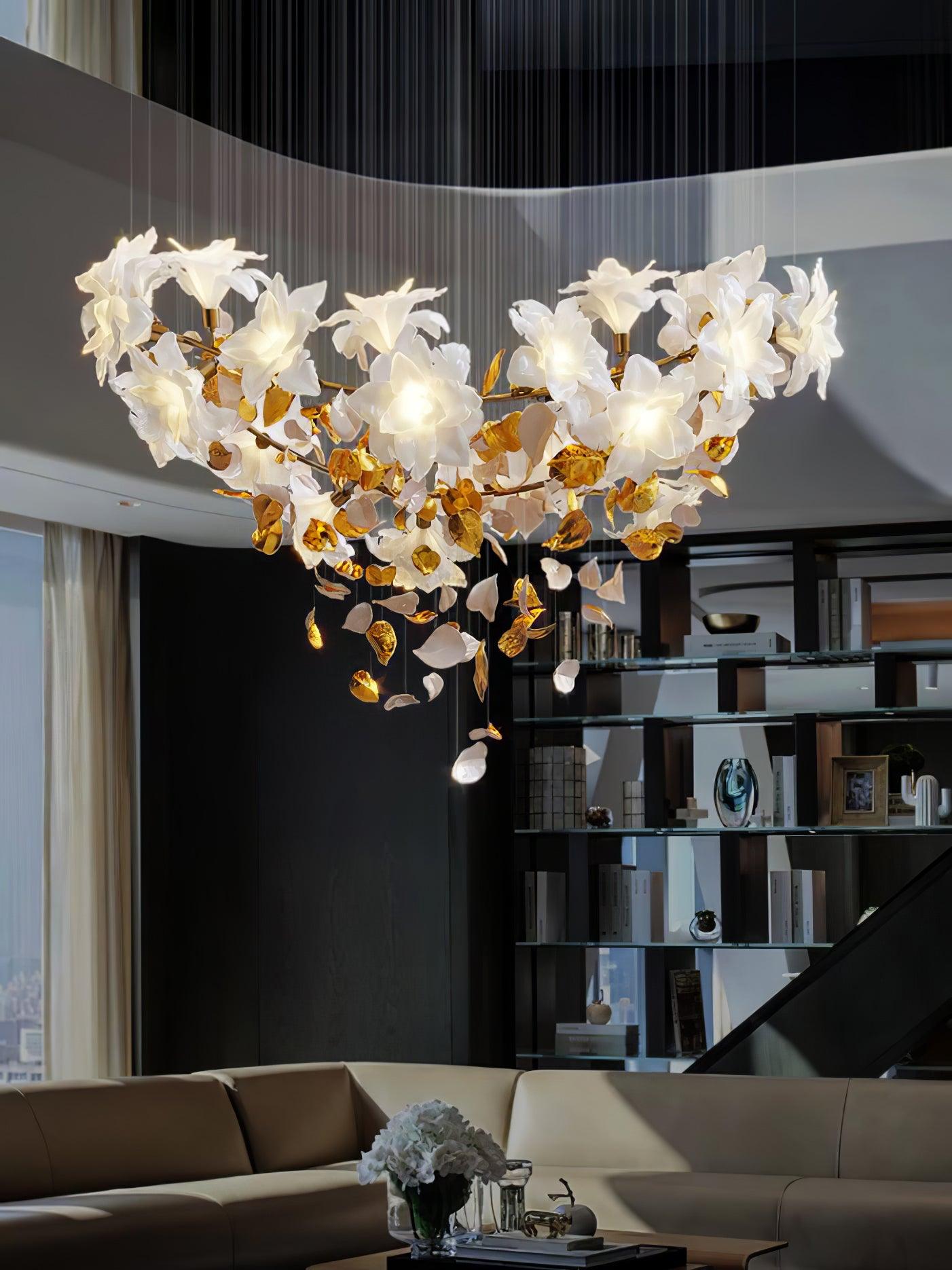 Araeos Flying Flowers Fluttering Brass Chandelier - Letslighting