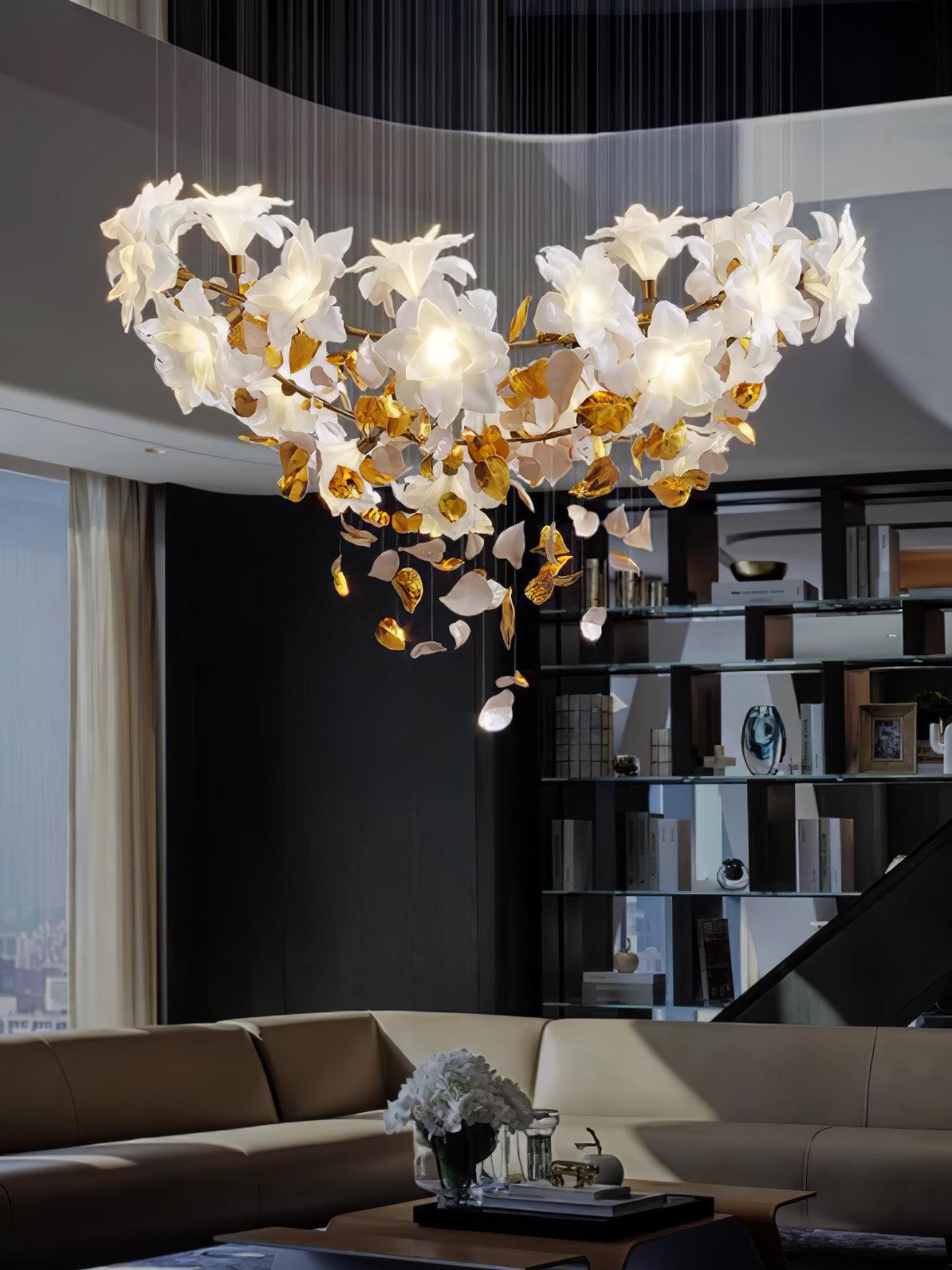 Araeos Flying Flowers Fluttering Brass Chandelier - Letslighting