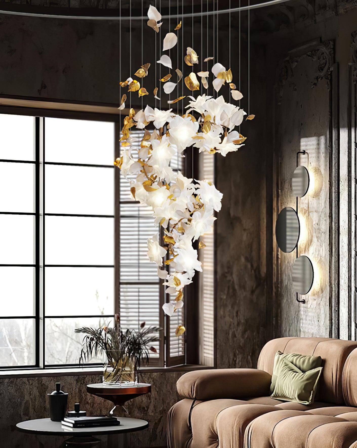 Araeos Flying Flowers Fluttering Brass Chandelier - Letslighting