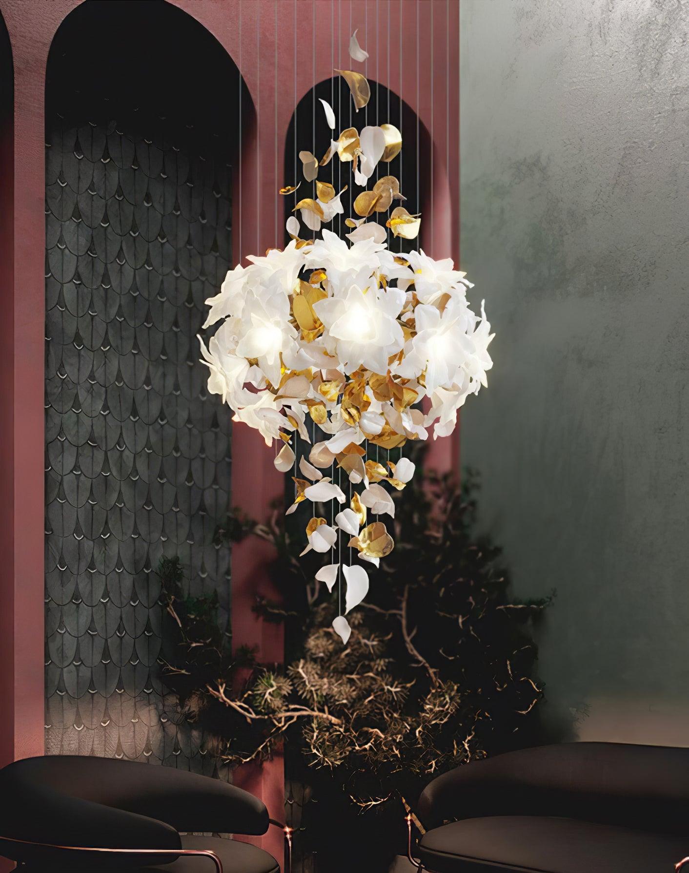 Araeos Flying Flowers Fluttering Brass Chandelier - Letslighting