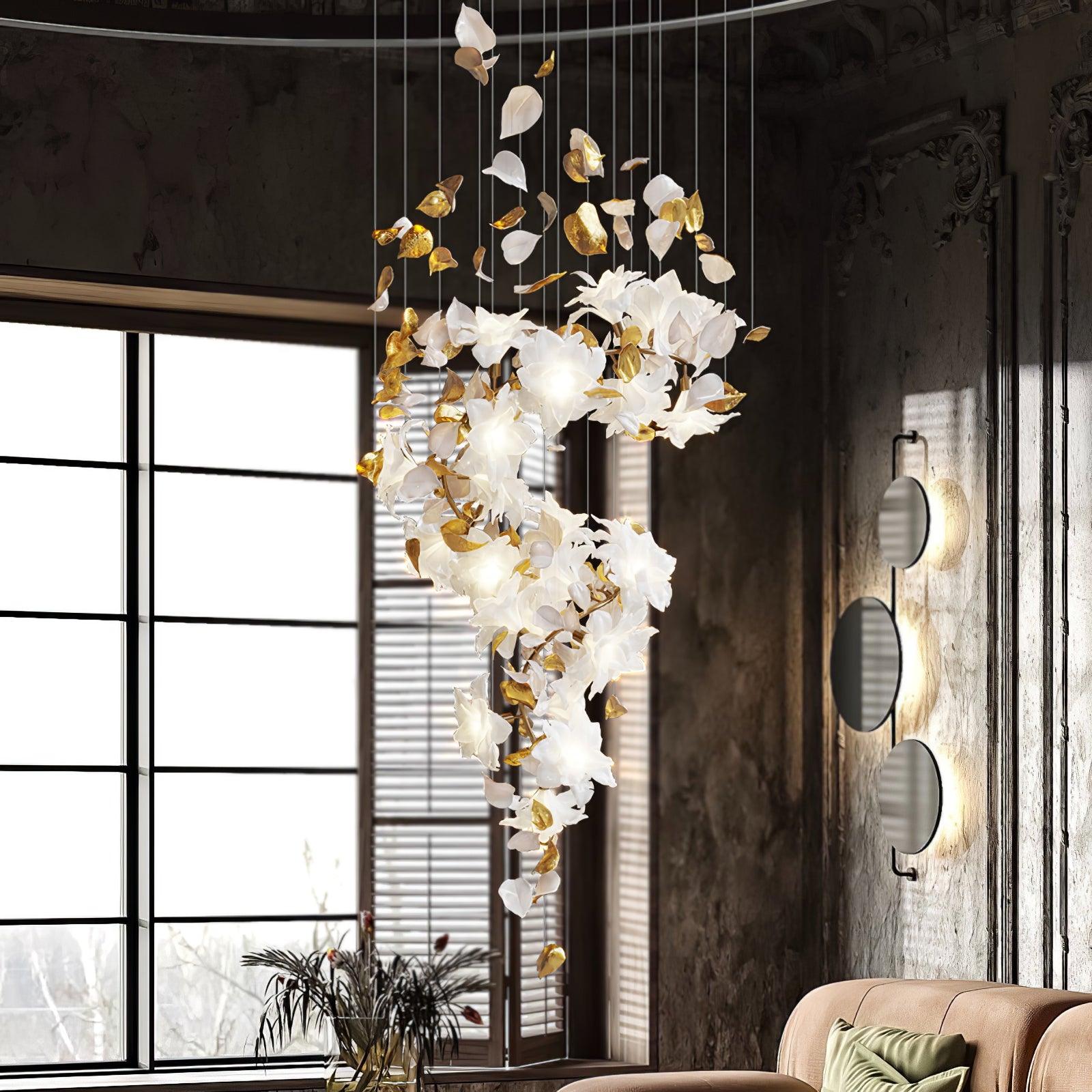 Araeos Flying Flowers Fluttering Brass Chandelier - Letslighting