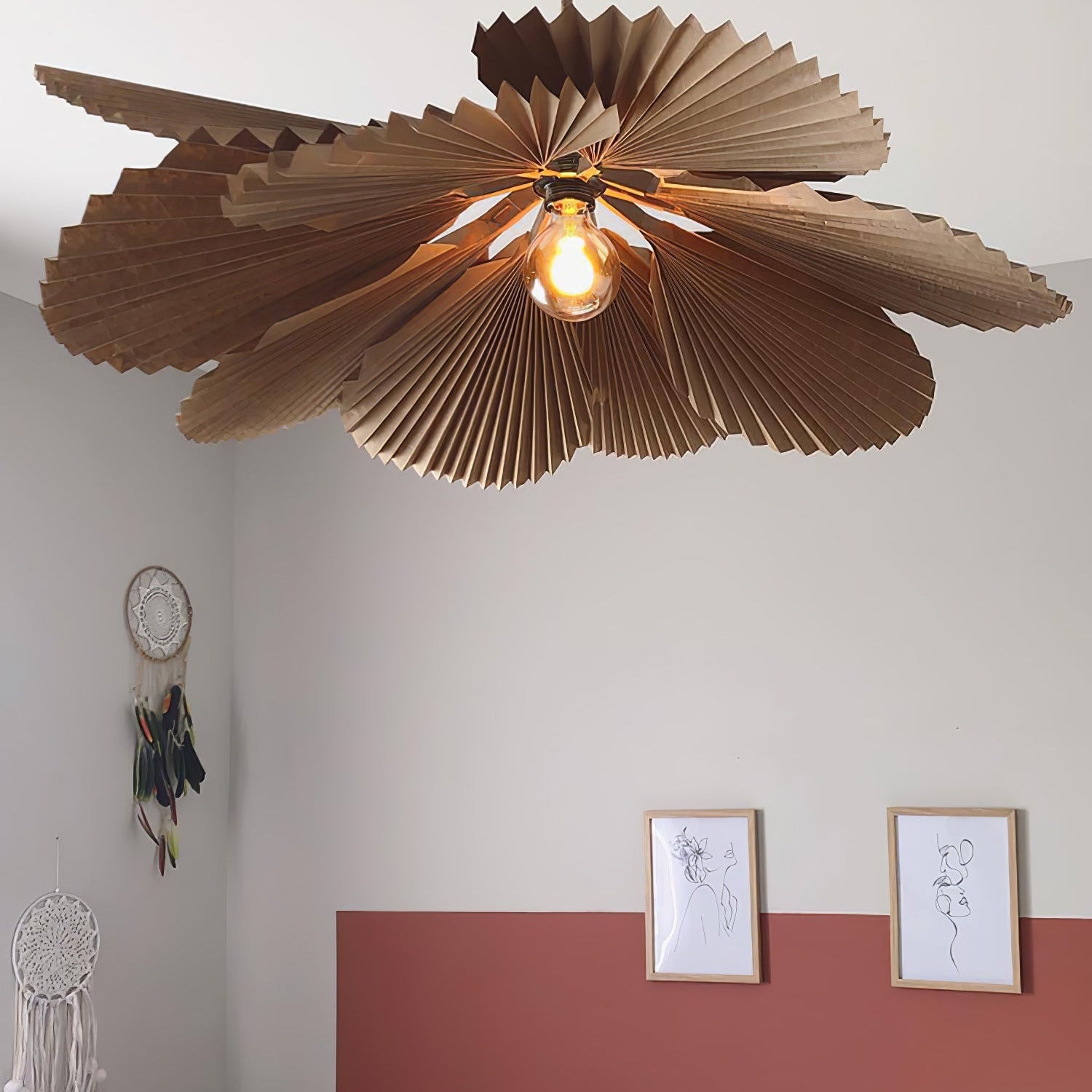 Ritta Folded Leaf Lotus Livingroom Pendant Lamp Paper