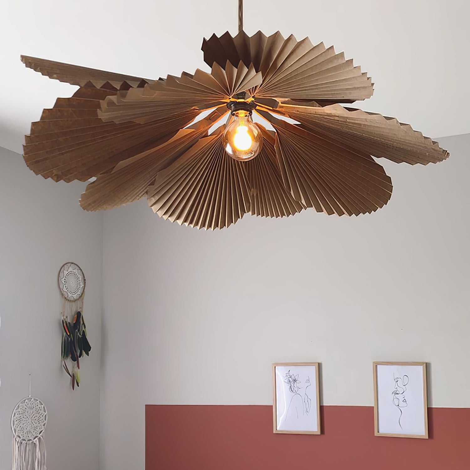 Ritta Folded Leaf Lotus Livingroom Pendant Lamp Paper