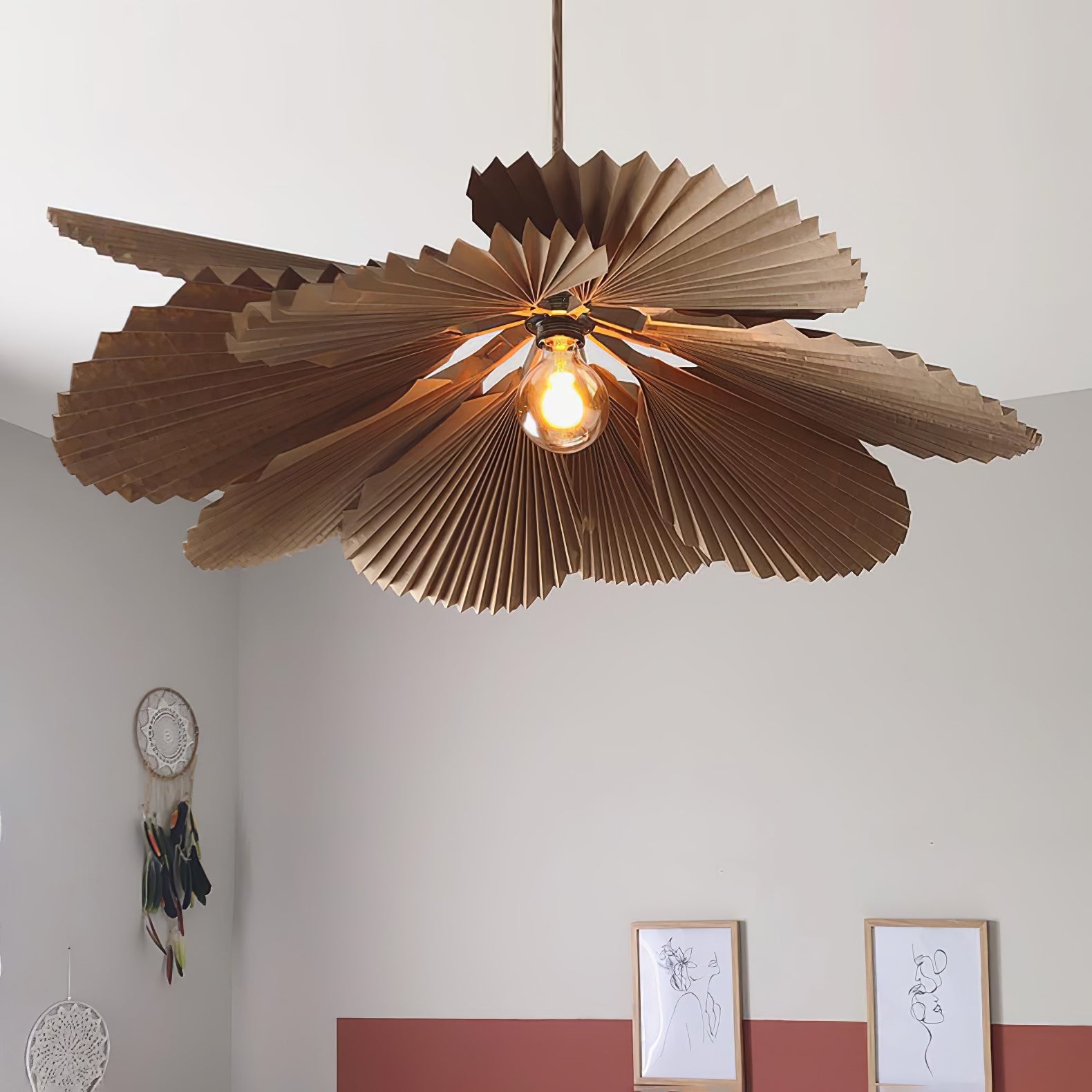 Ritta Folded Leaf Lotus Livingroom Pendant Lamp Paper
