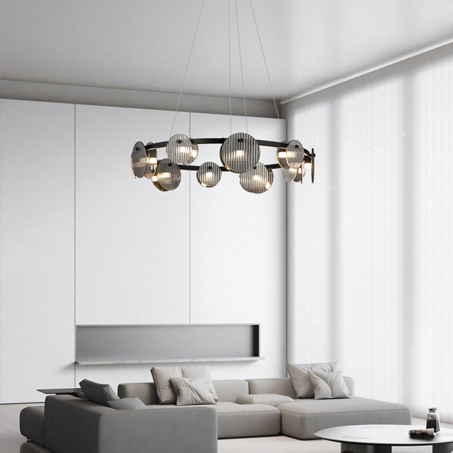 Lustra Chandelier Smoked Glass and Black - Letslighting