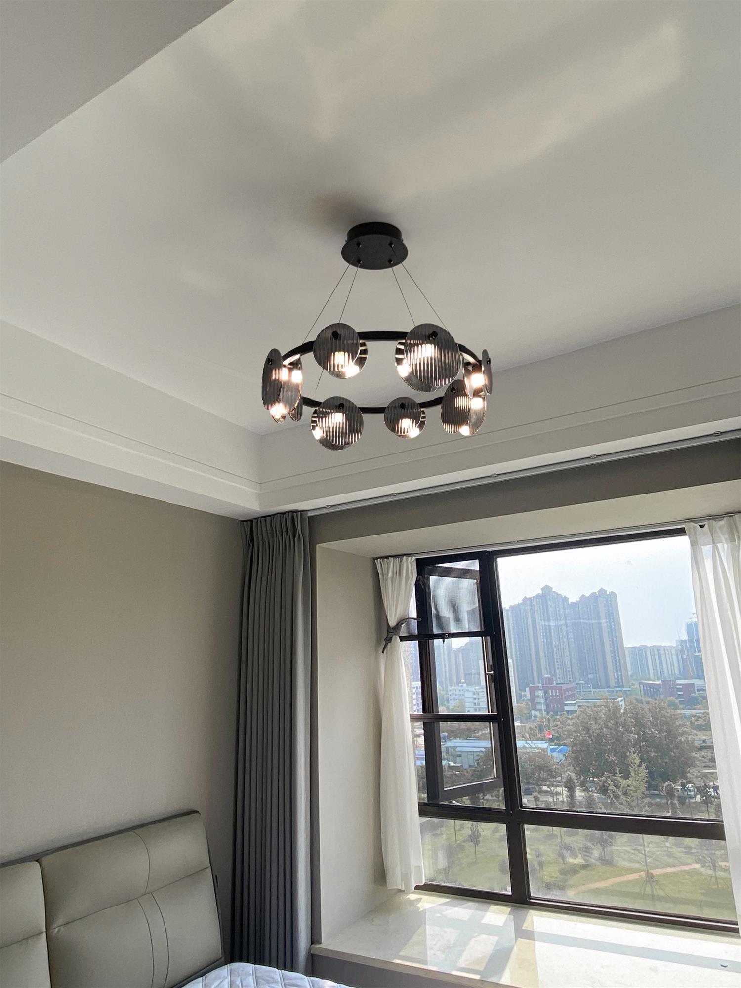 Lustra Chandelier Smoked Glass and Black - Letslighting