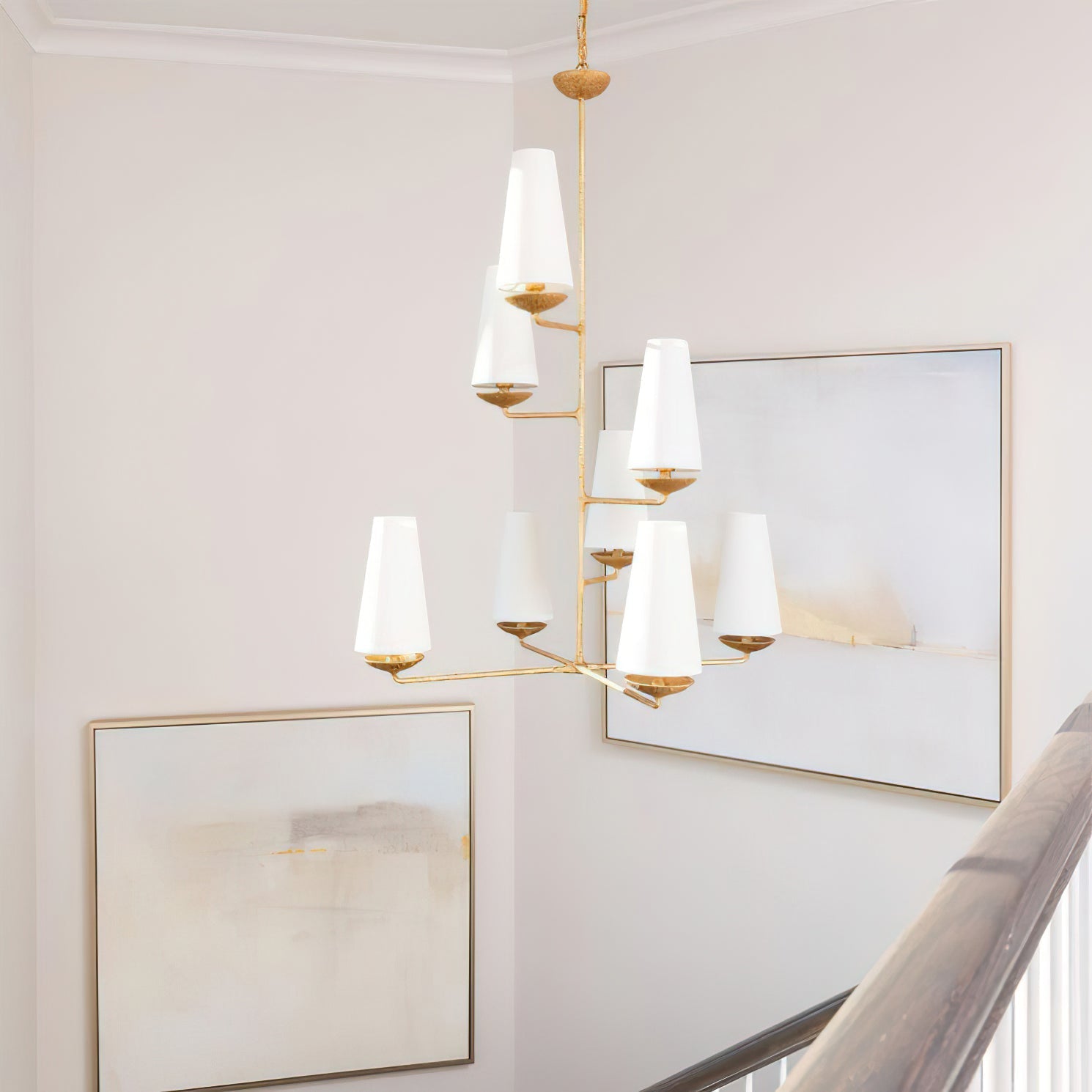 Lustra Chandelier Vertical Copper Linen - Letslighting