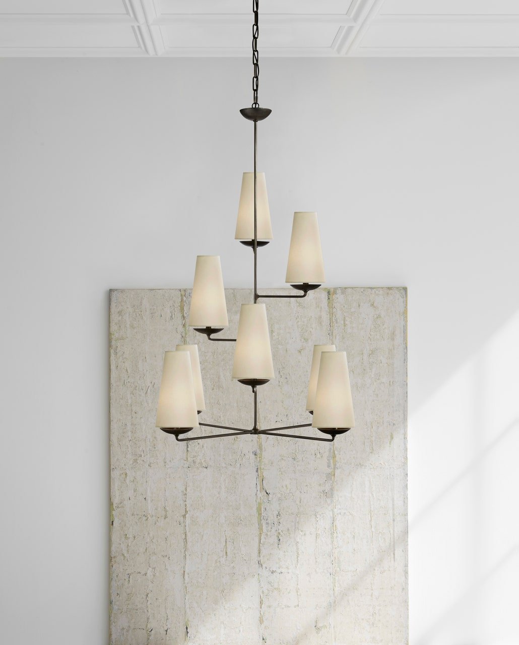 Lustra Chandelier Vertical Copper Linen - Letslighting