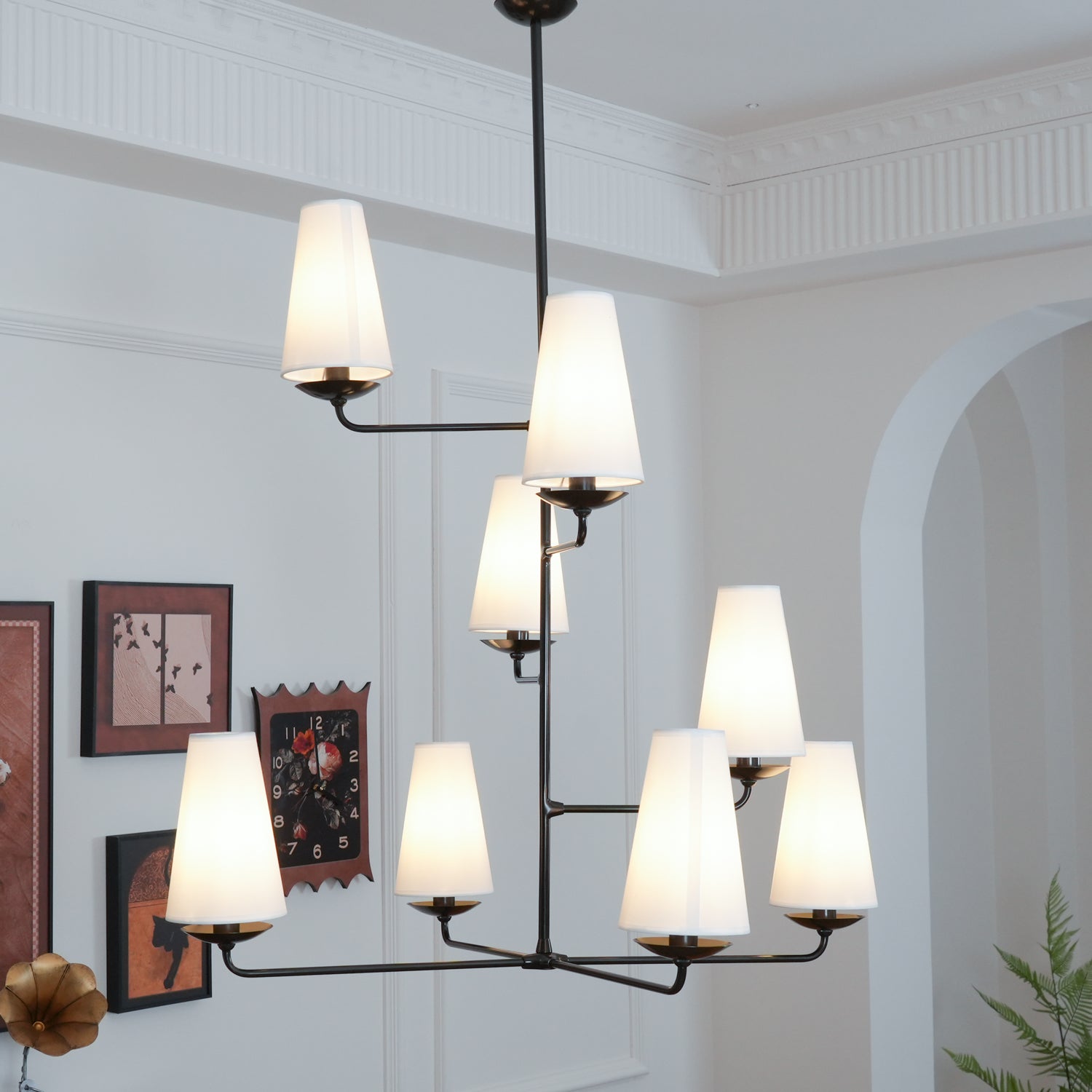 Lustra Chandelier Vertical Copper Linen - Letslighting