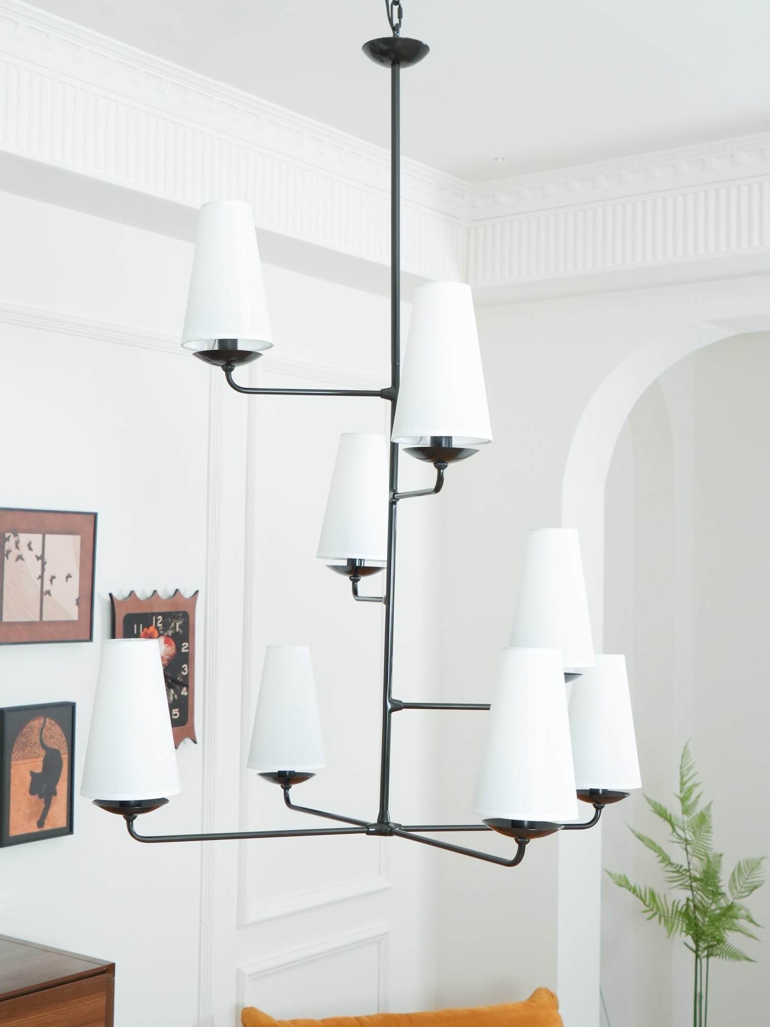 Lustra Chandelier Vertical Copper Linen - Letslighting