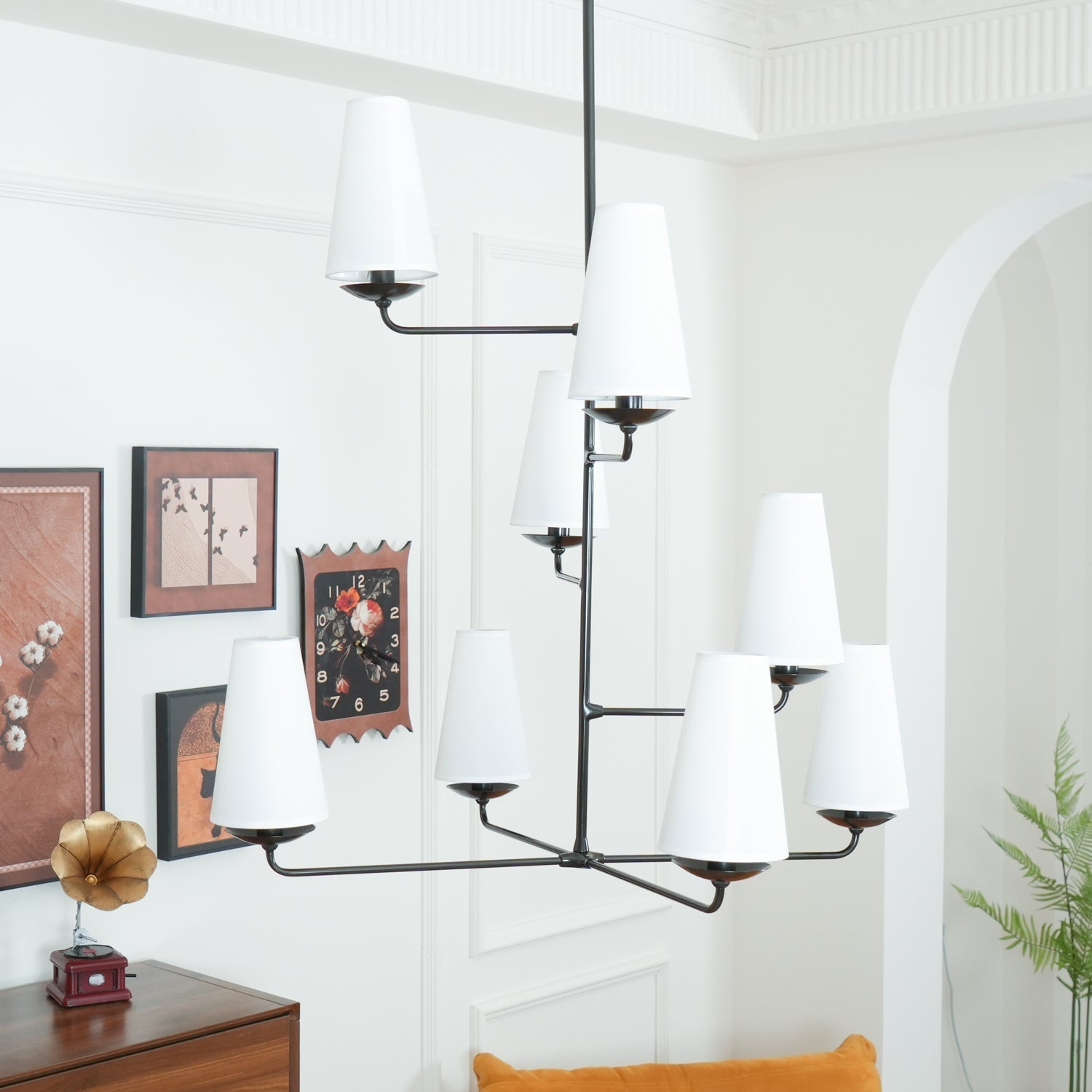 Lustra Chandelier Vertical Copper Linen - Letslighting