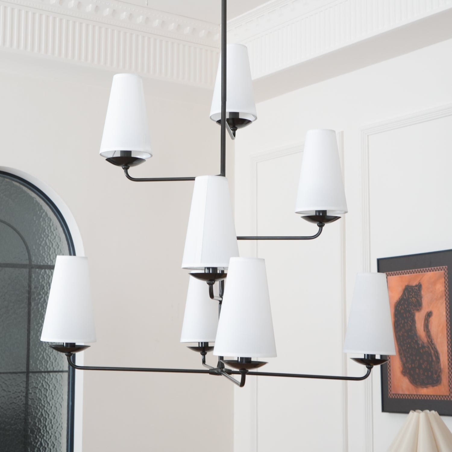 Lustra Chandelier Vertical Copper Linen - Letslighting