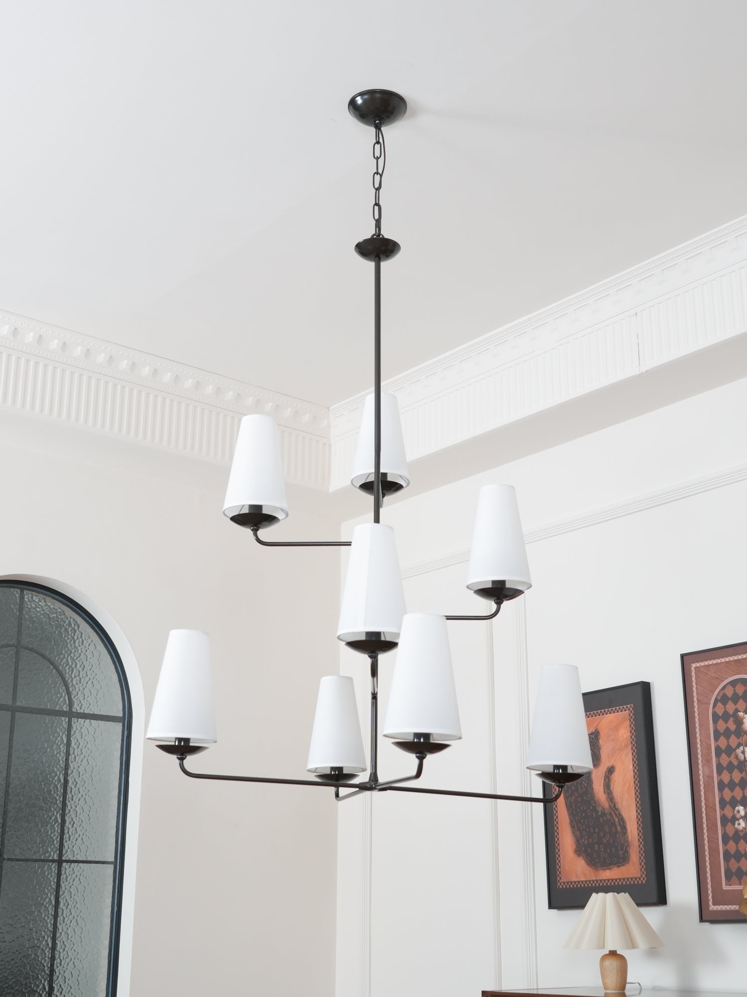 Lustra Chandelier Vertical Copper Linen - Letslighting