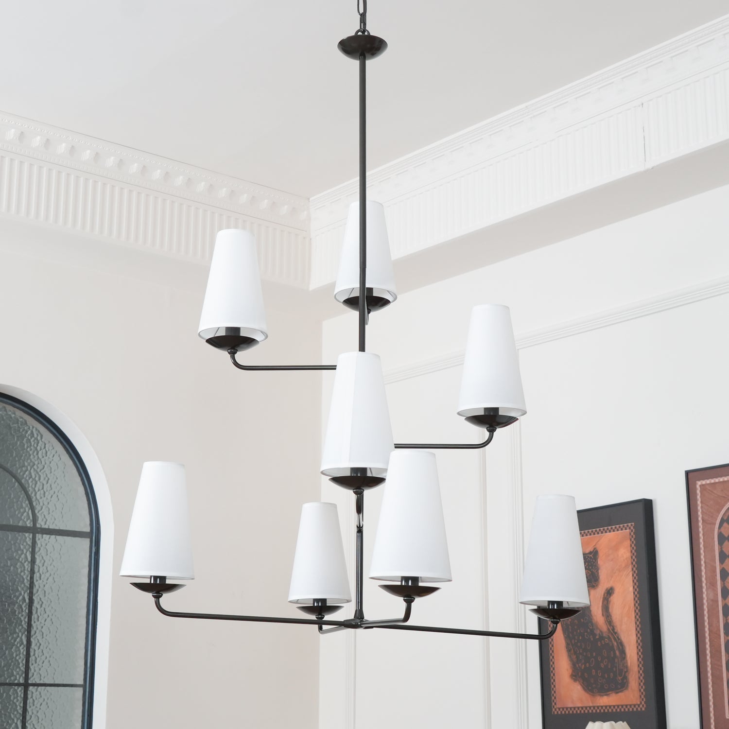 Lustra Chandelier Vertical Copper Linen - Letslighting