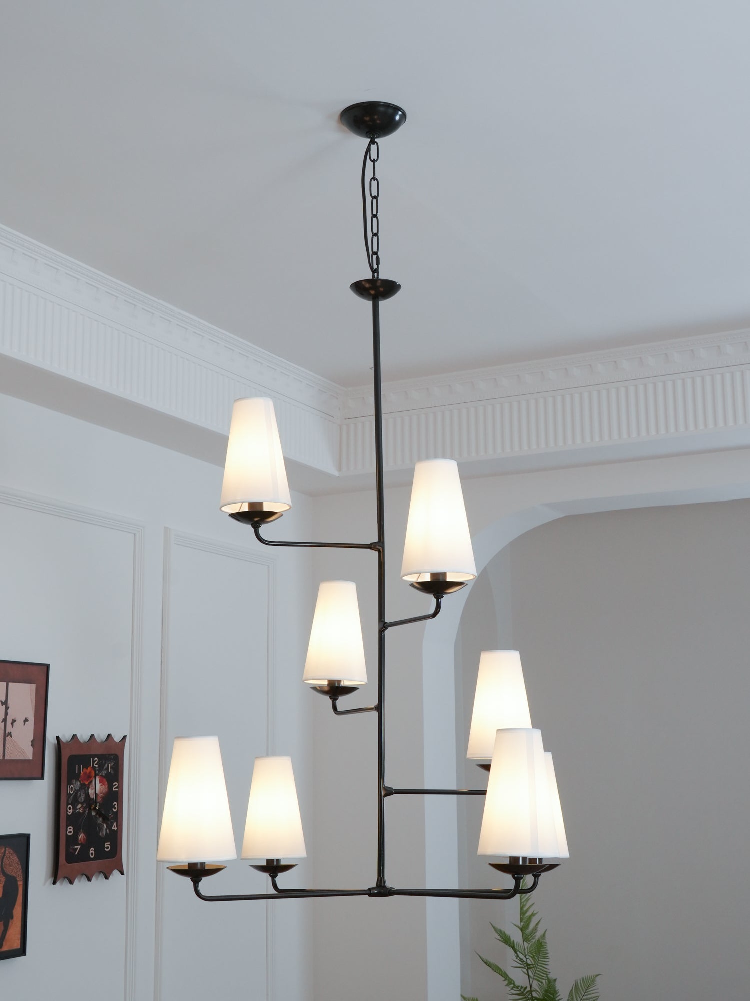Lustra Chandelier Vertical Copper Linen - Letslighting
