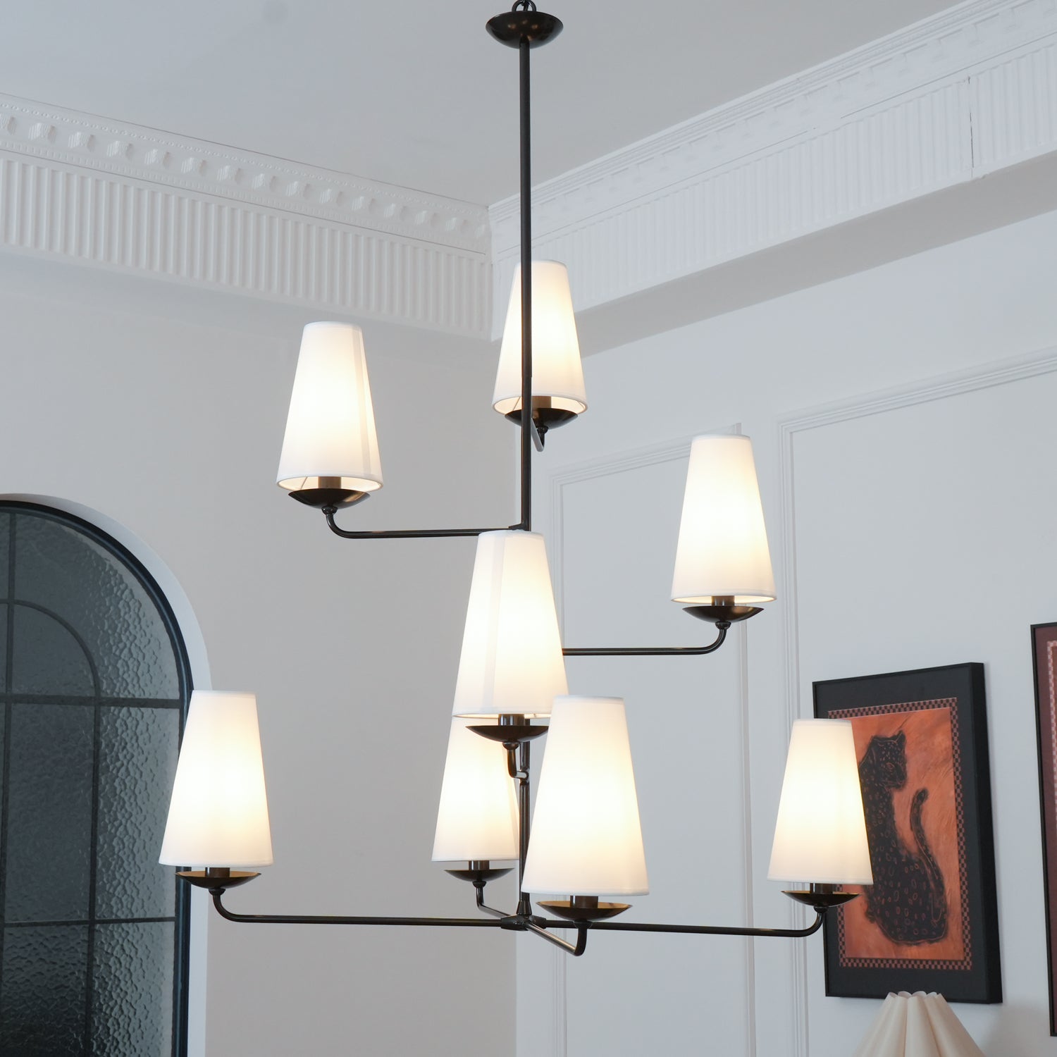 Lustra Chandelier Vertical Copper Linen - Letslighting