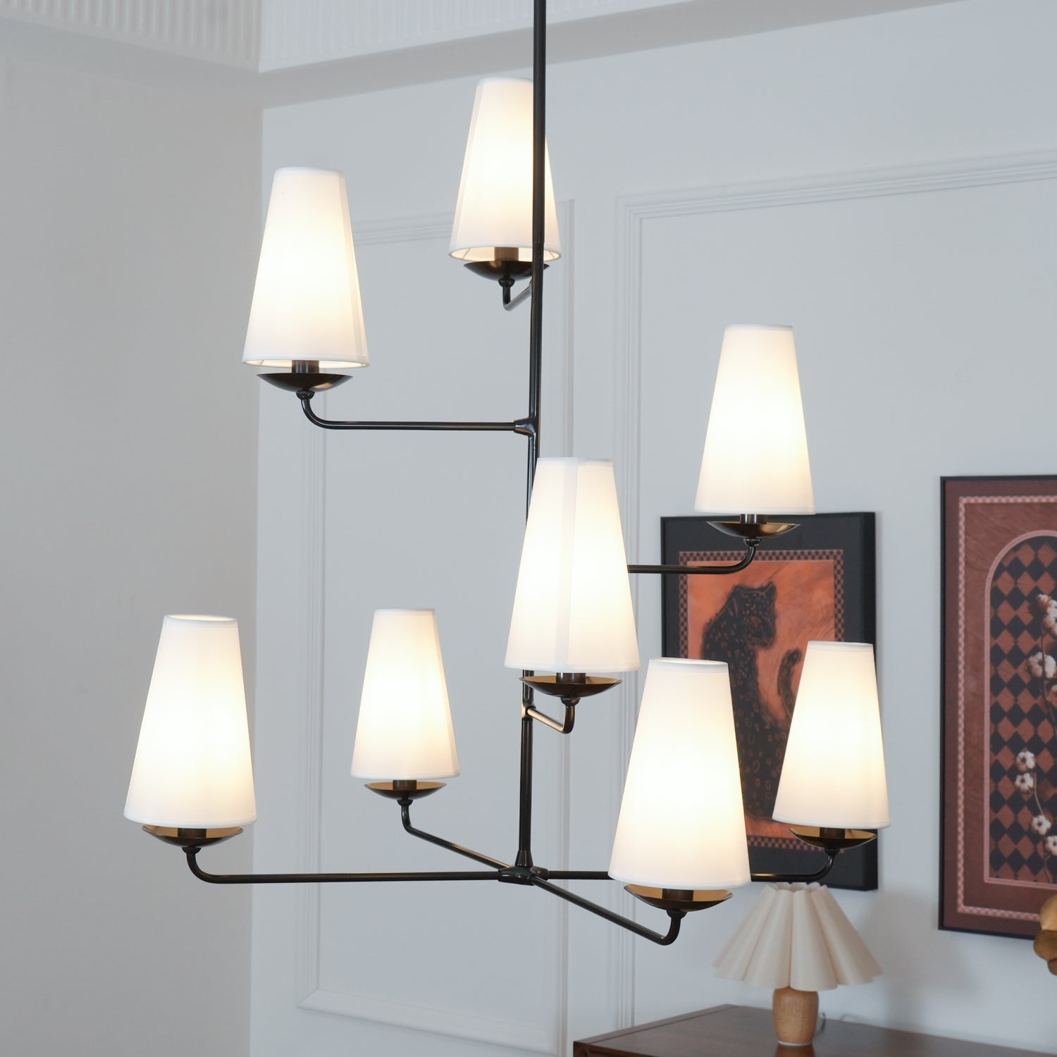 Lustra Chandelier Vertical Copper Linen - Letslighting