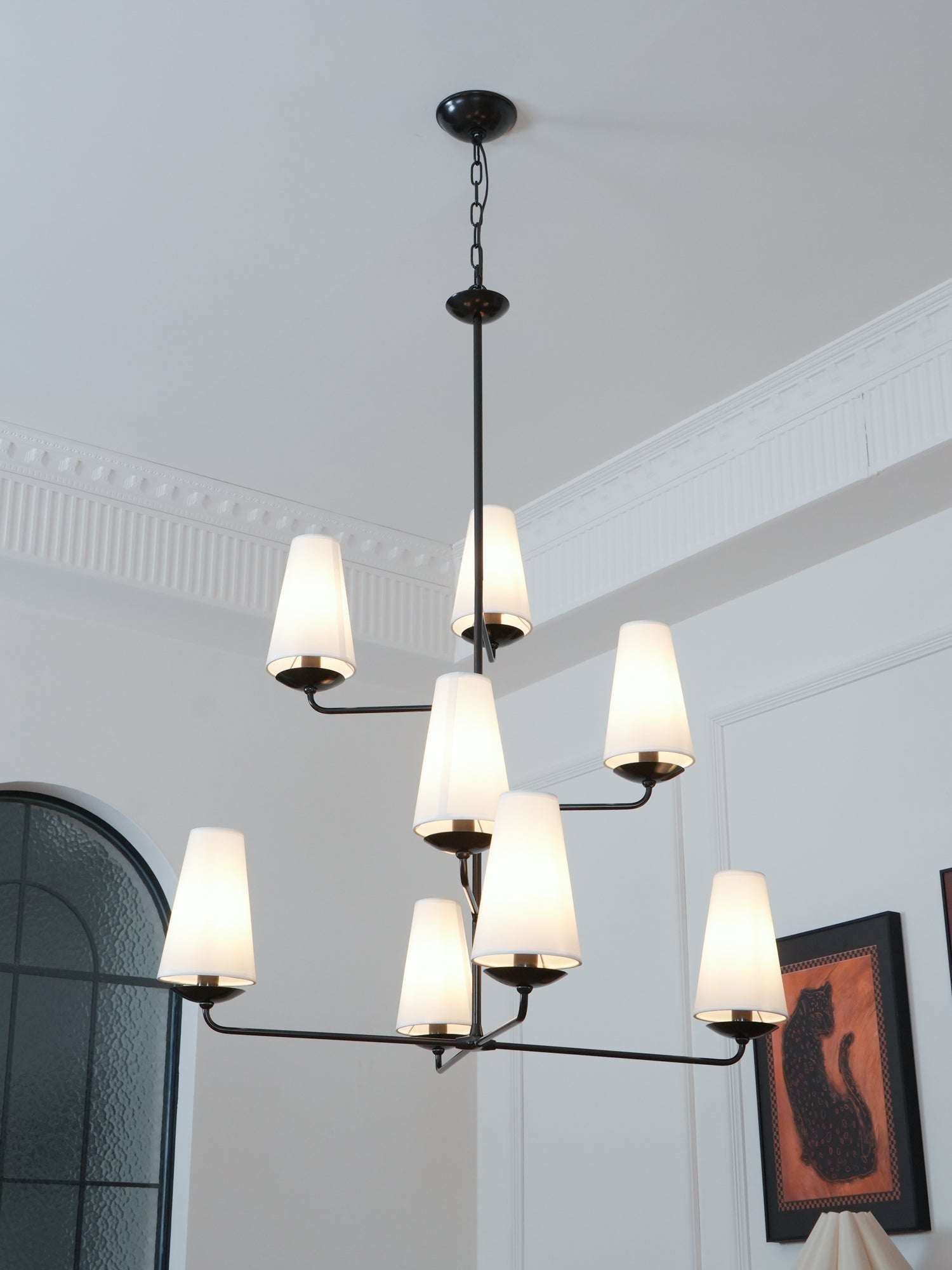 Lustra Chandelier Vertical Copper Linen - Letslighting