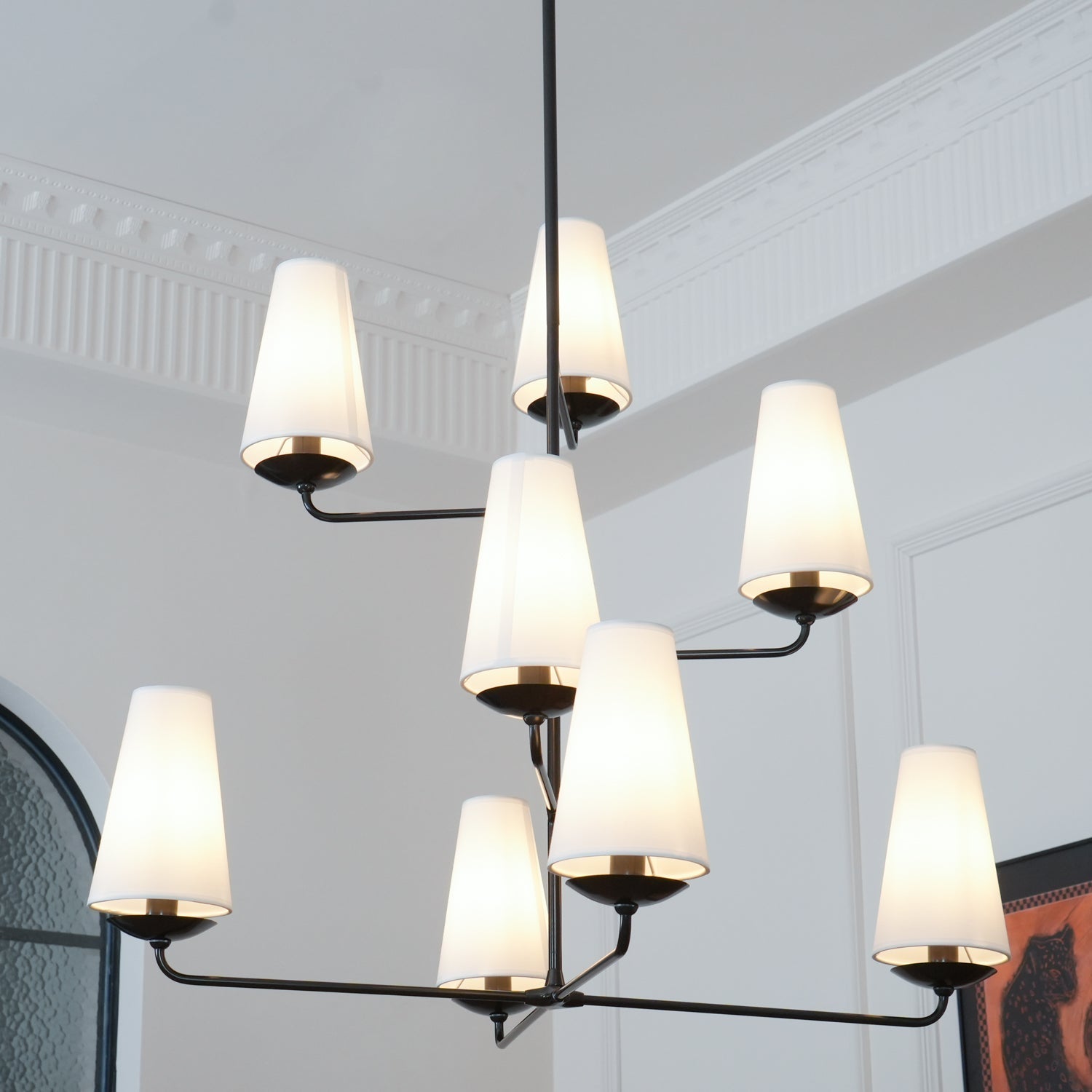 Lustra Chandelier Vertical Copper Linen - Letslighting